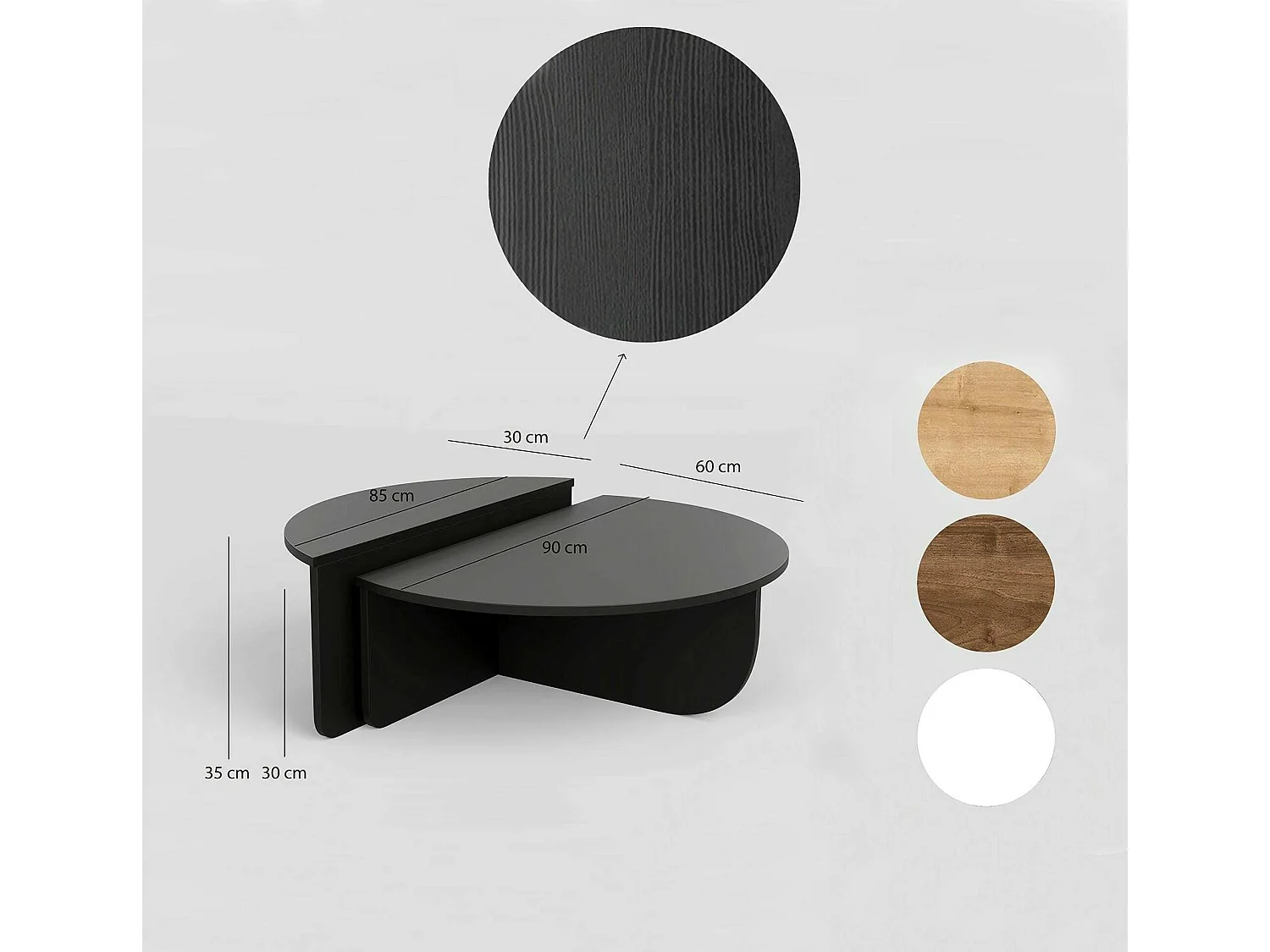 Table basse Canopus, Table basse, Porte-revues pour canapé, Etagère de salon, 90x90h35 cm, Noir
