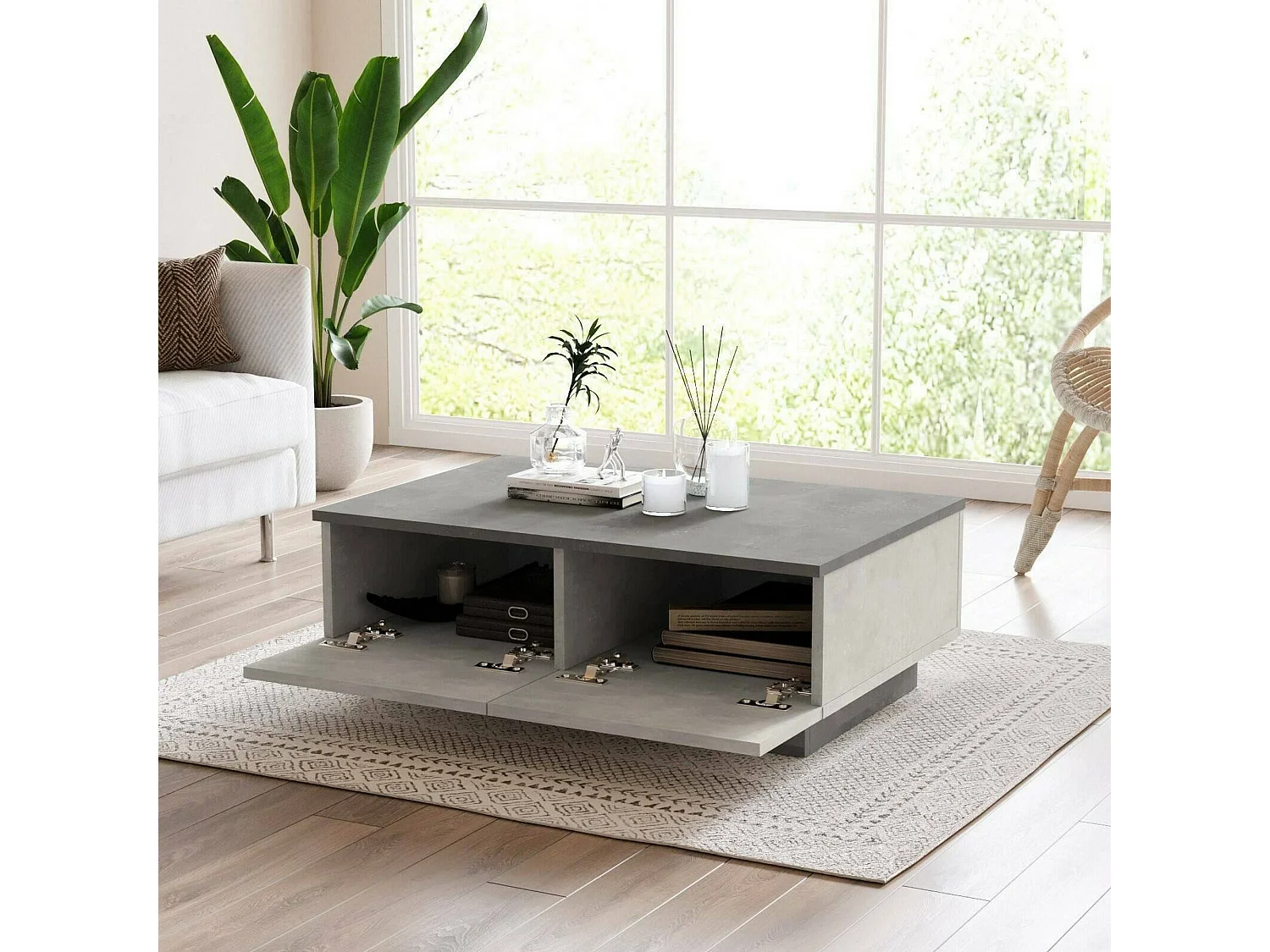 Tavolino da Salotto Ay, Portariviste, 60x90x31.6h cm Nero Antracite