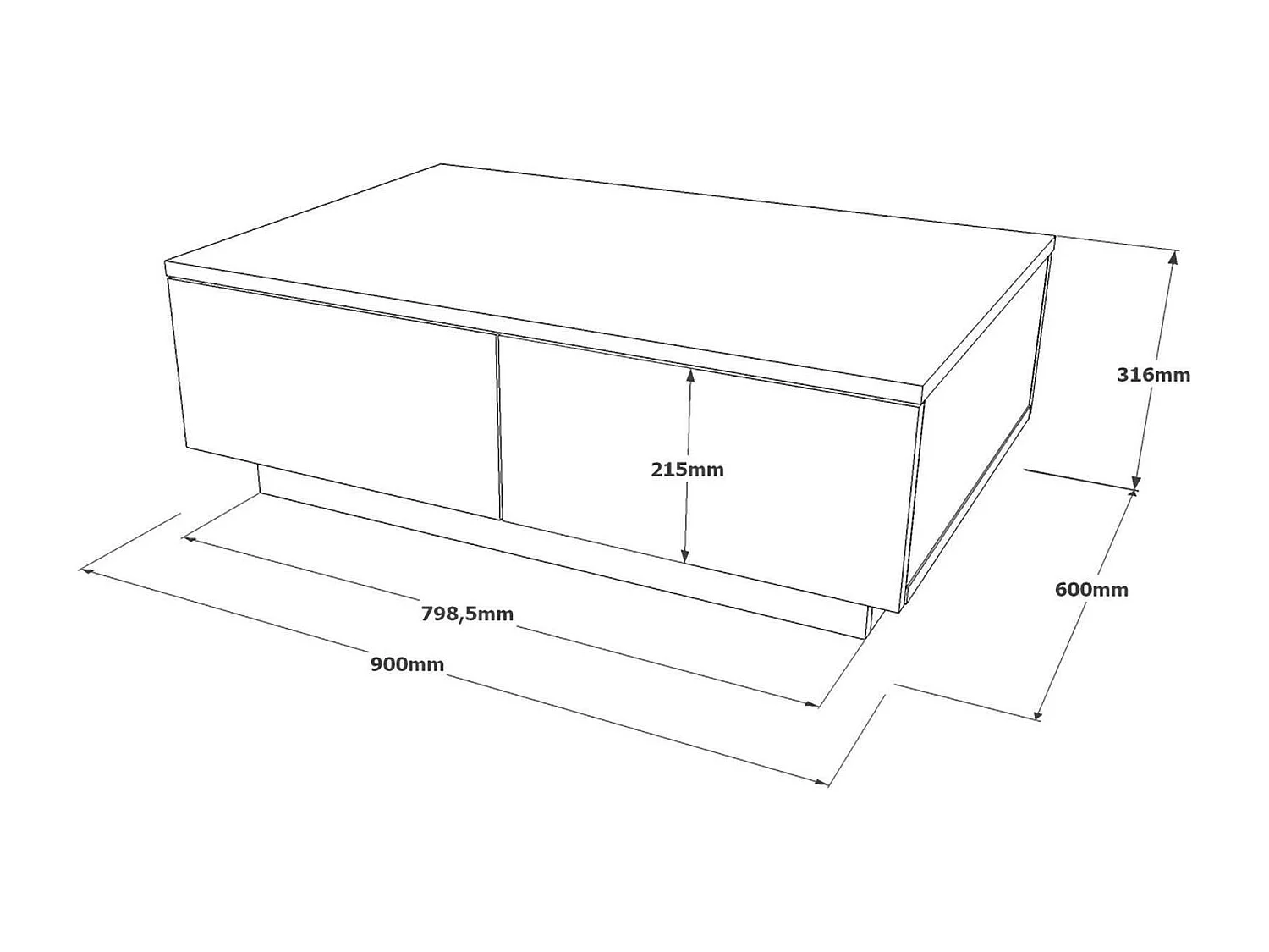 Tavolino da Salotto Ay, Portariviste, 60x90x31.6h cm Nero Antracite