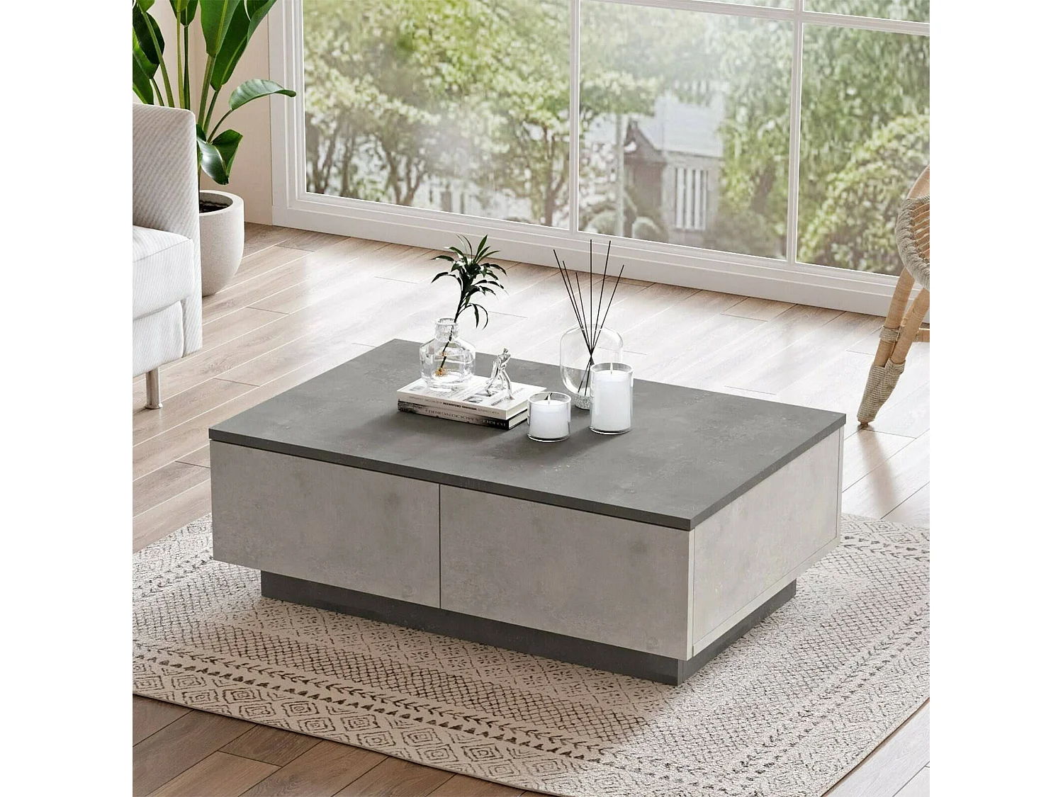 Tavolino da Salotto Ay, Portariviste, 60x90x31.6h cm Nero Antracite