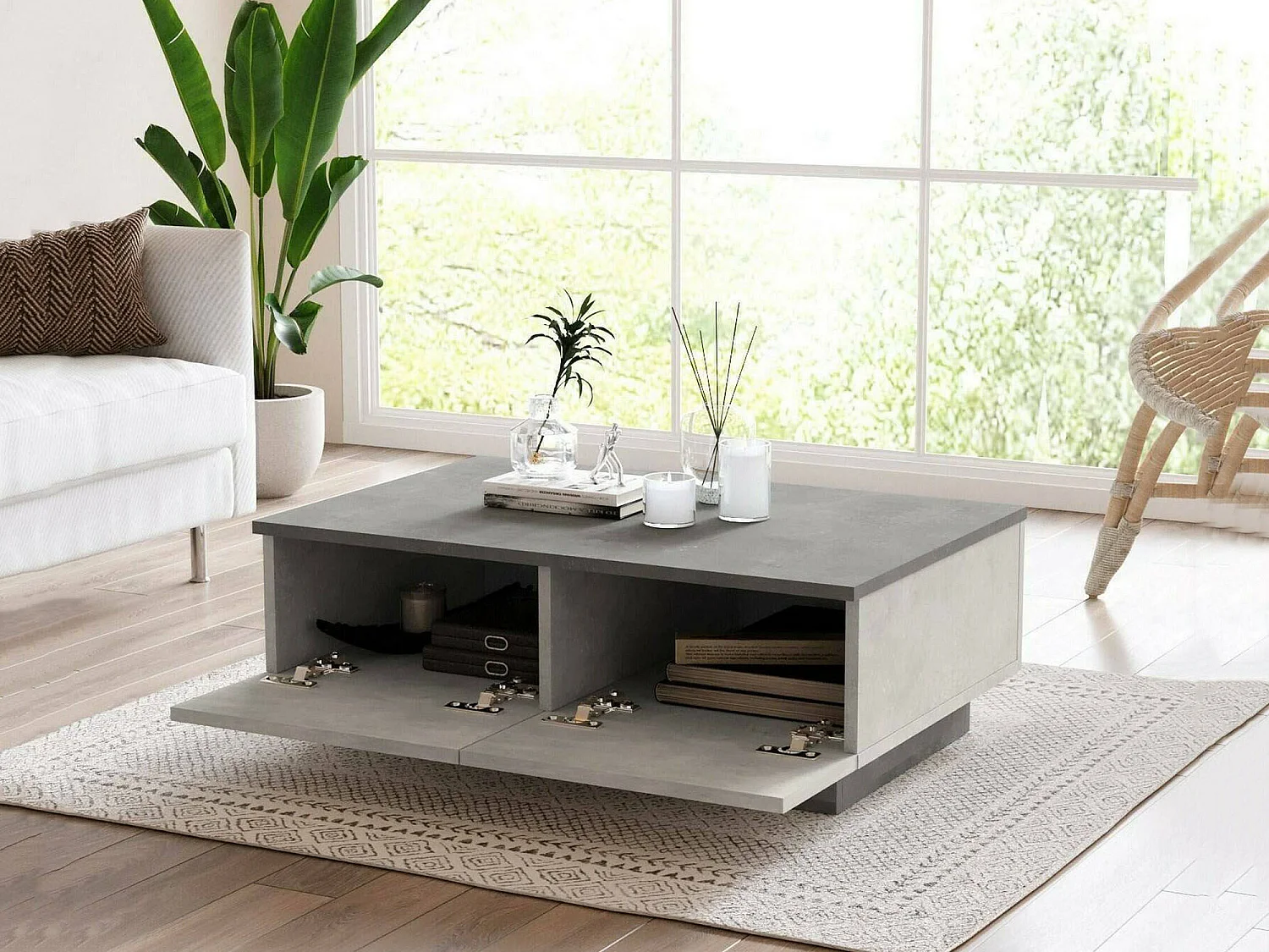 Tavolino da Salotto Ay, Portariviste, 60x90x31.6h cm Nero Antracite