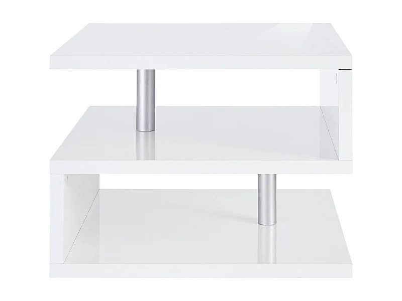 Table basse Gianni, Table basse de salon, Meuble de rangement bas, Table basse, 55x55h41 cm, Blanc brillant