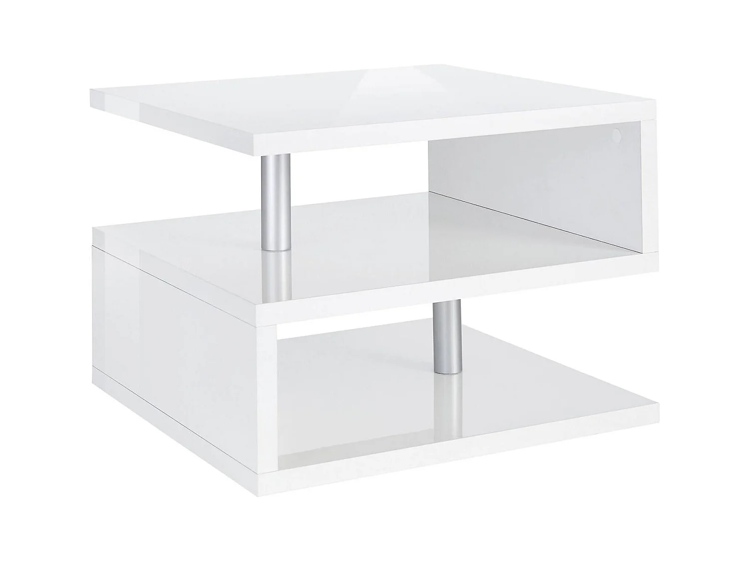 Table basse Gianni, Table basse de salon, Meuble de rangement bas, Table basse, 55x55h41 cm, Blanc brillant