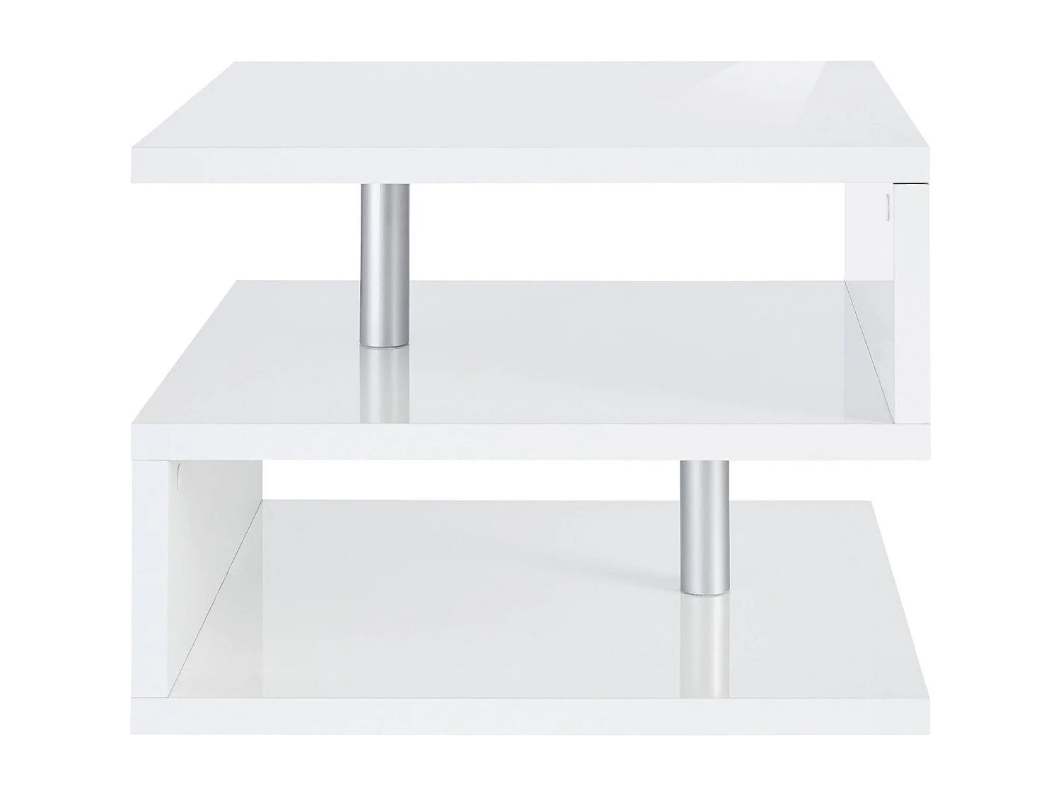 Mesa de café Dcalligari, Mesa de estar, Armário de armazenamento baixo, Mesa de café, 55x55h41 cm, Branco brilhante