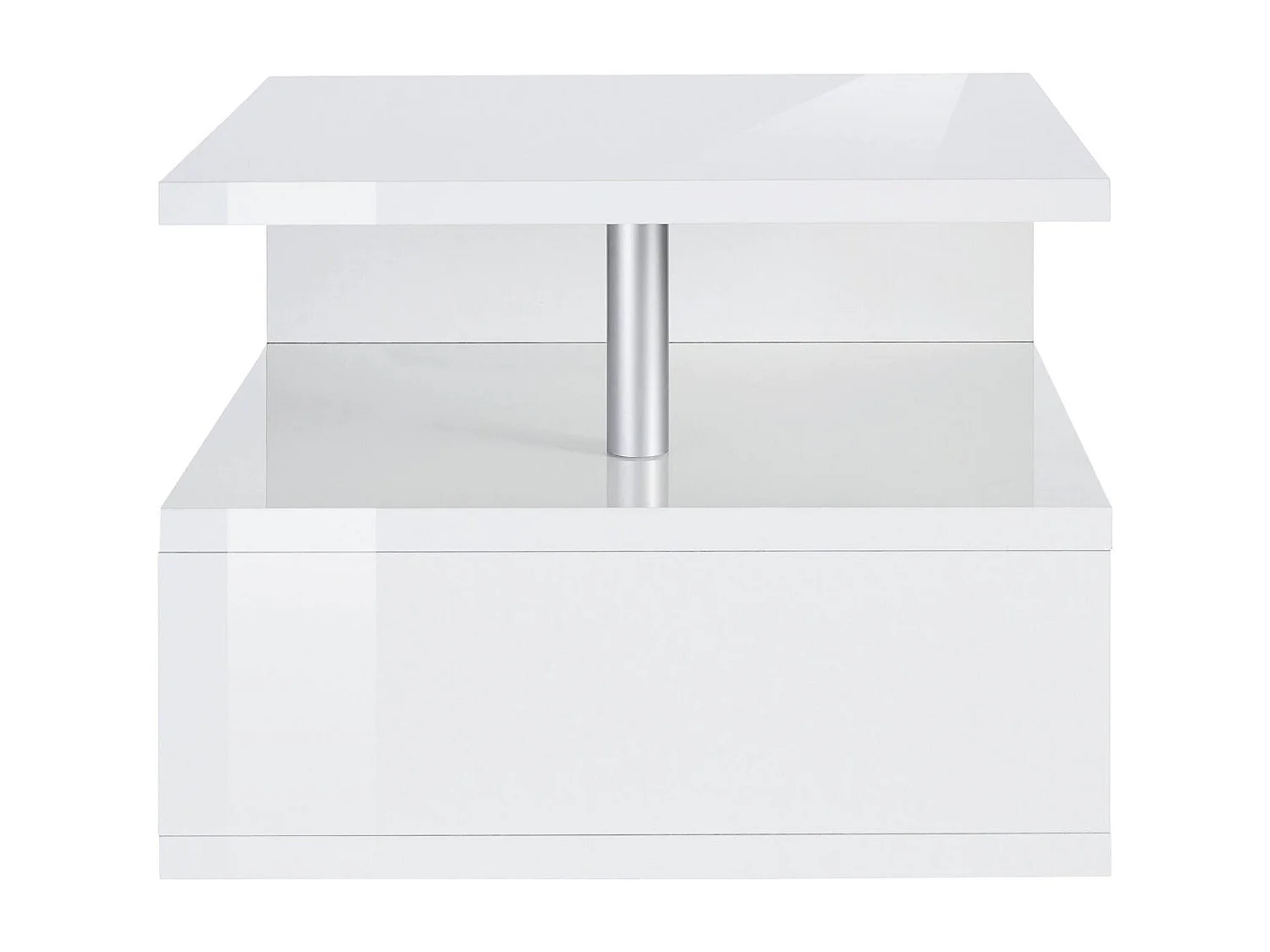 Table basse Gianni, Table basse de salon, Meuble de rangement bas, Table basse, 55x55h41 cm, Blanc brillant