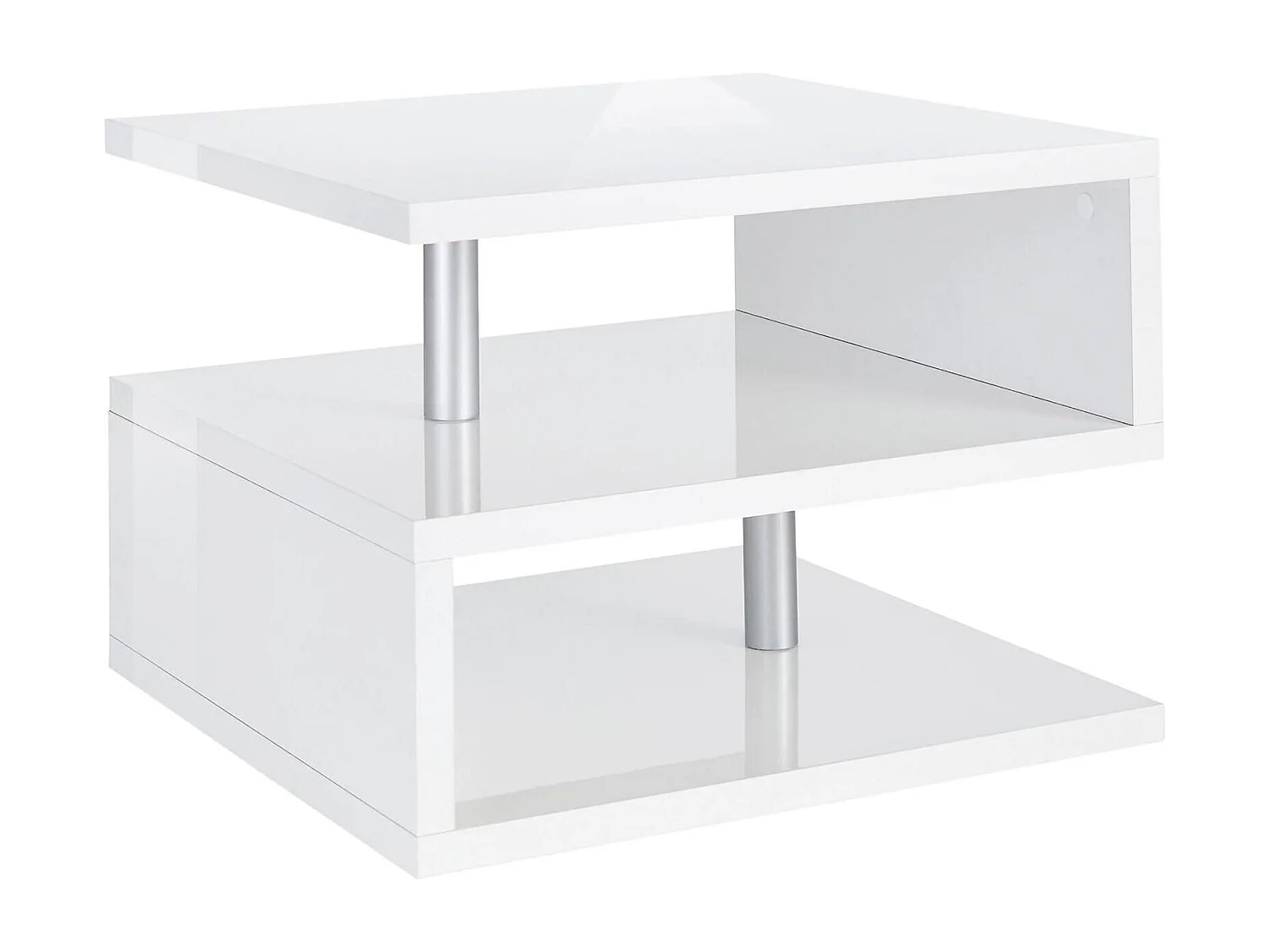 Table basse Gianni, Table basse de salon, Meuble de rangement bas, Table basse, 55x55h41 cm, Blanc brillant
