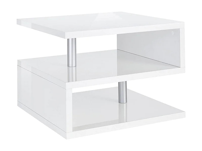 Couchtisch Dcalligari, Wohnzimmer-Couchtisch, niedriges Aufbewahrungselement, Couchtisch, 55x55x41 cm, glänzendes WeiÃŸ