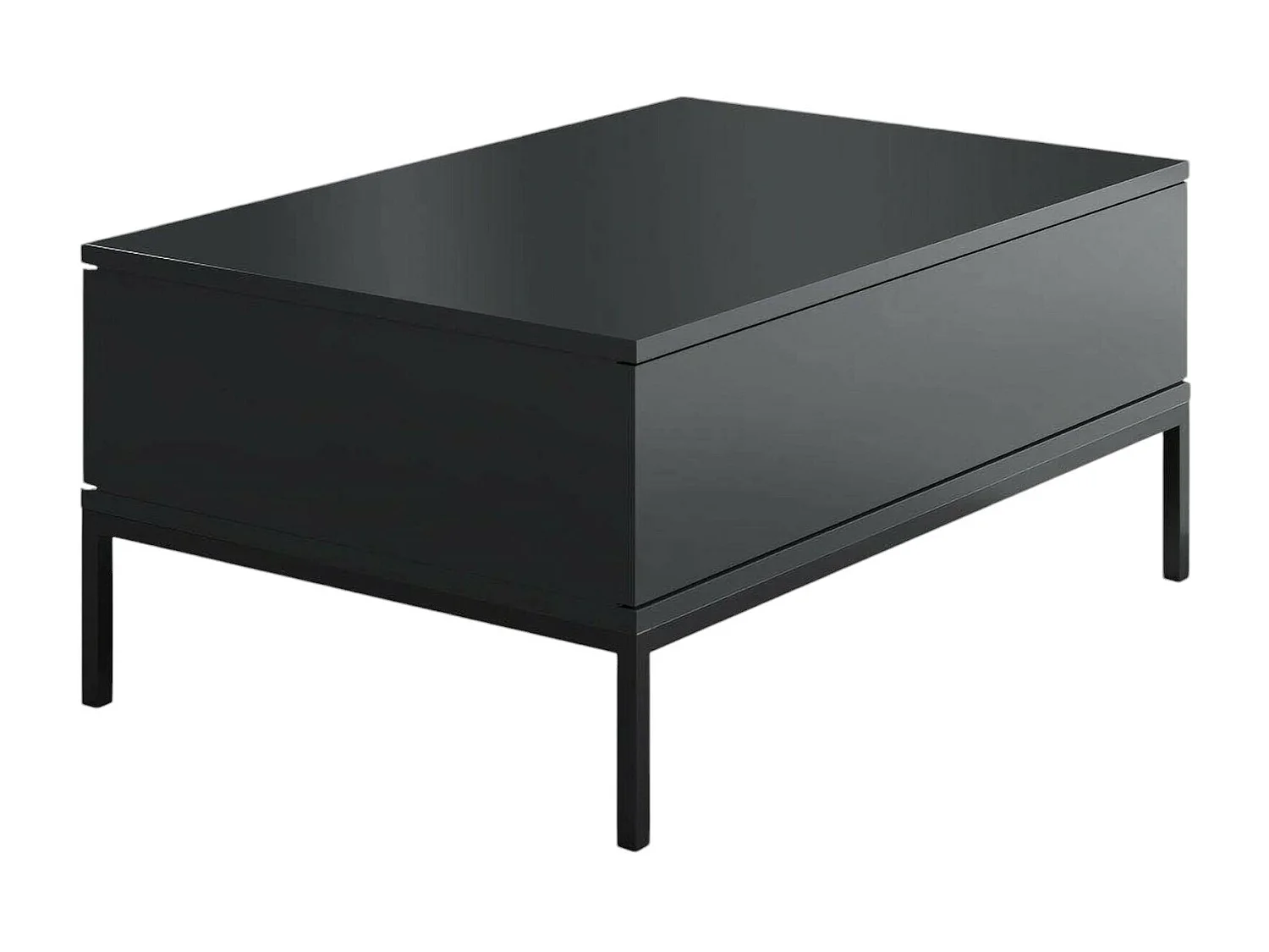 Table basse Antares, Table basse, Porte-revues pour canapé, Etagère de salon, 90x60h40 cm, Anthracite et Noir