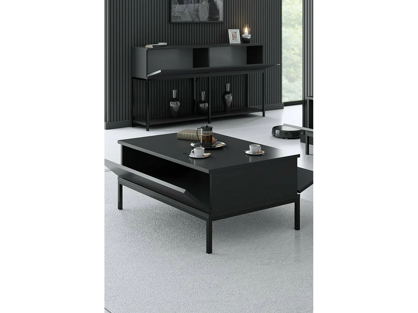 Tavolino da Salotto Vespero, Portariviste, 60x90x40h cm Nero