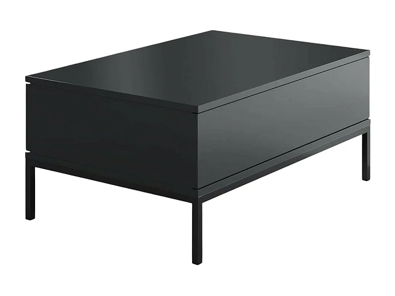 Table basse Antares, Table basse, Porte-revues pour canapé, Etagère de salon, 90x60h40 cm, Anthracite et Noir