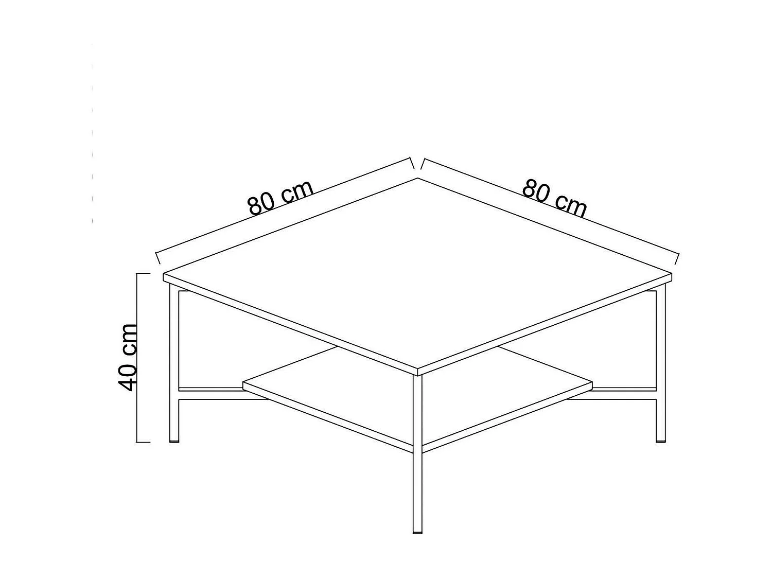 Dichiar salontafel, BastafelOf koffie, Sofa plank, Woonkamer plank, 80x80h40 cm, Zwart en Wit