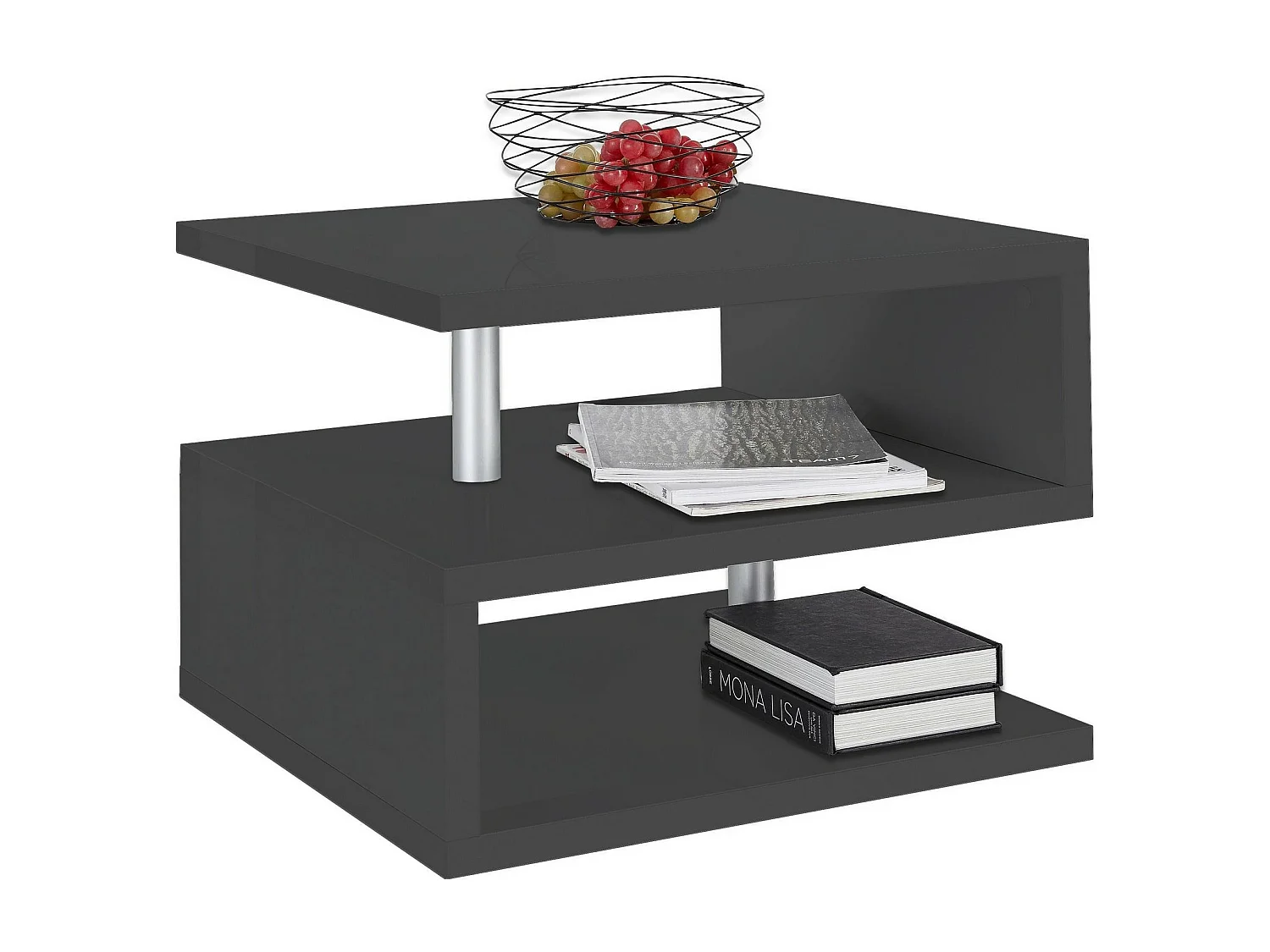 Mesa de estar Dcalligari, Mesa de estar, Armário de armazenamento baixo, Mesa de café, 55x55h41 cm, Antracite