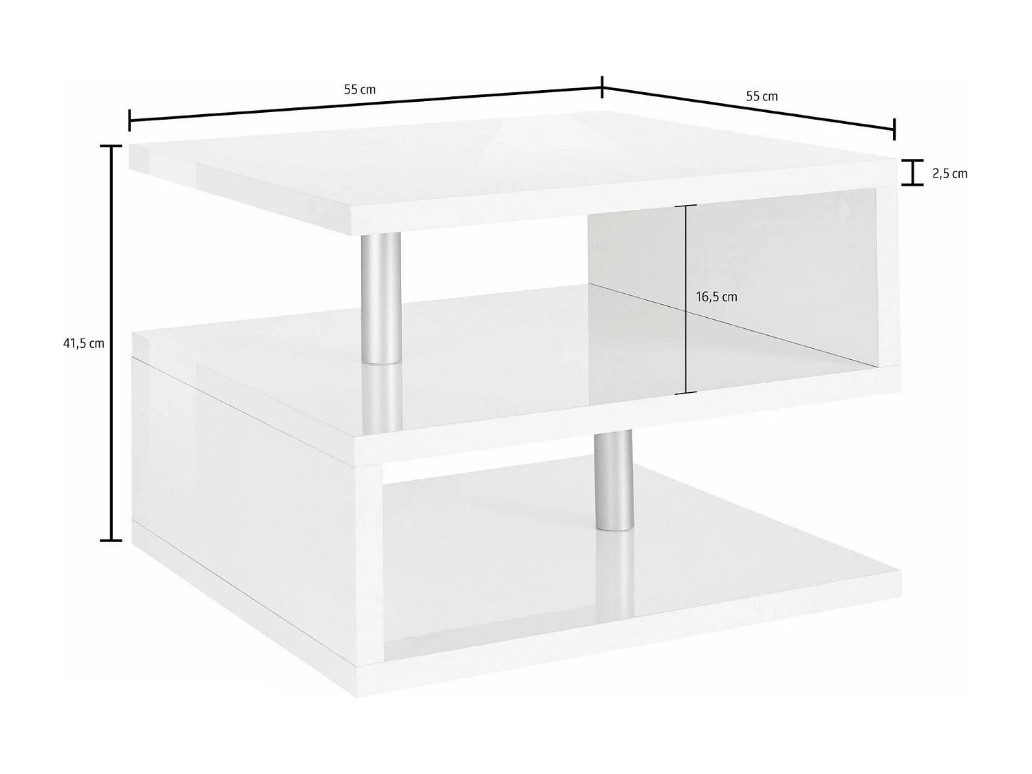 Table basse Gianni, Table basse de salon, Meuble de rangement bas, Table basse, 55x55h41 cm, Érable