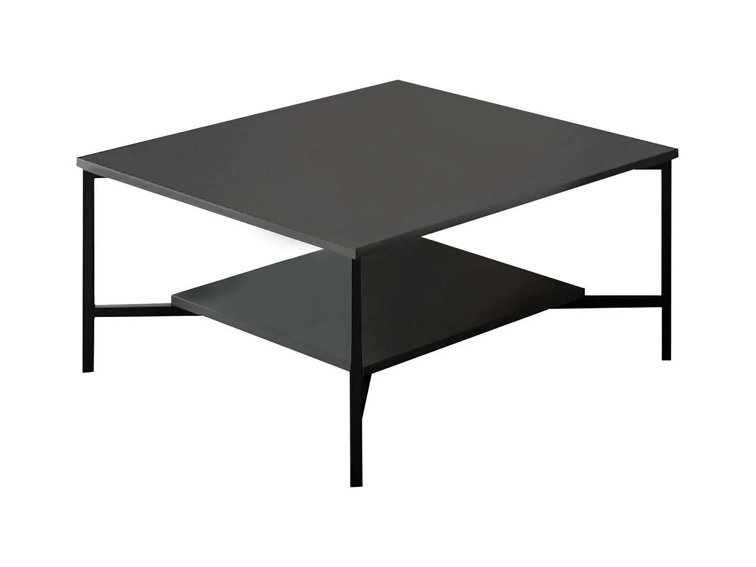 Dmora - Tavolino da salotto Mia, 80x80h40 cm, Antracite e Nero