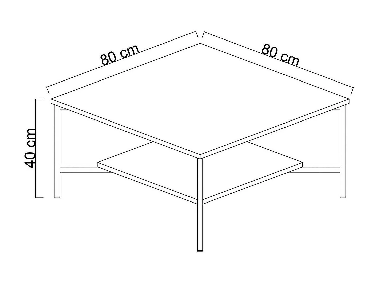 Mesa de estar Dichiar, Mesa de café, Porta-revistas para sofá, Prateleira para sala, 80x80h40 cm, Antracite e Preto