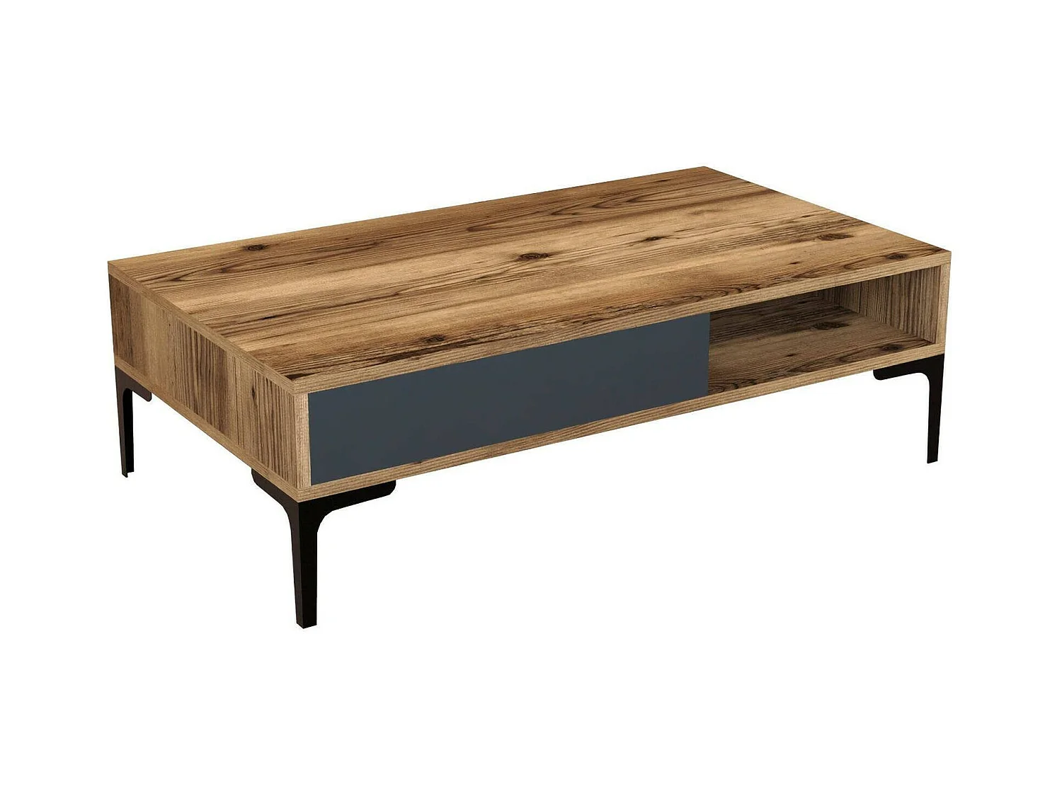 Table basse Diadem, Table basse, Porte-revues pour canapé, Etagère de salon, 105x60h33 cm, Noyer et Anthracite