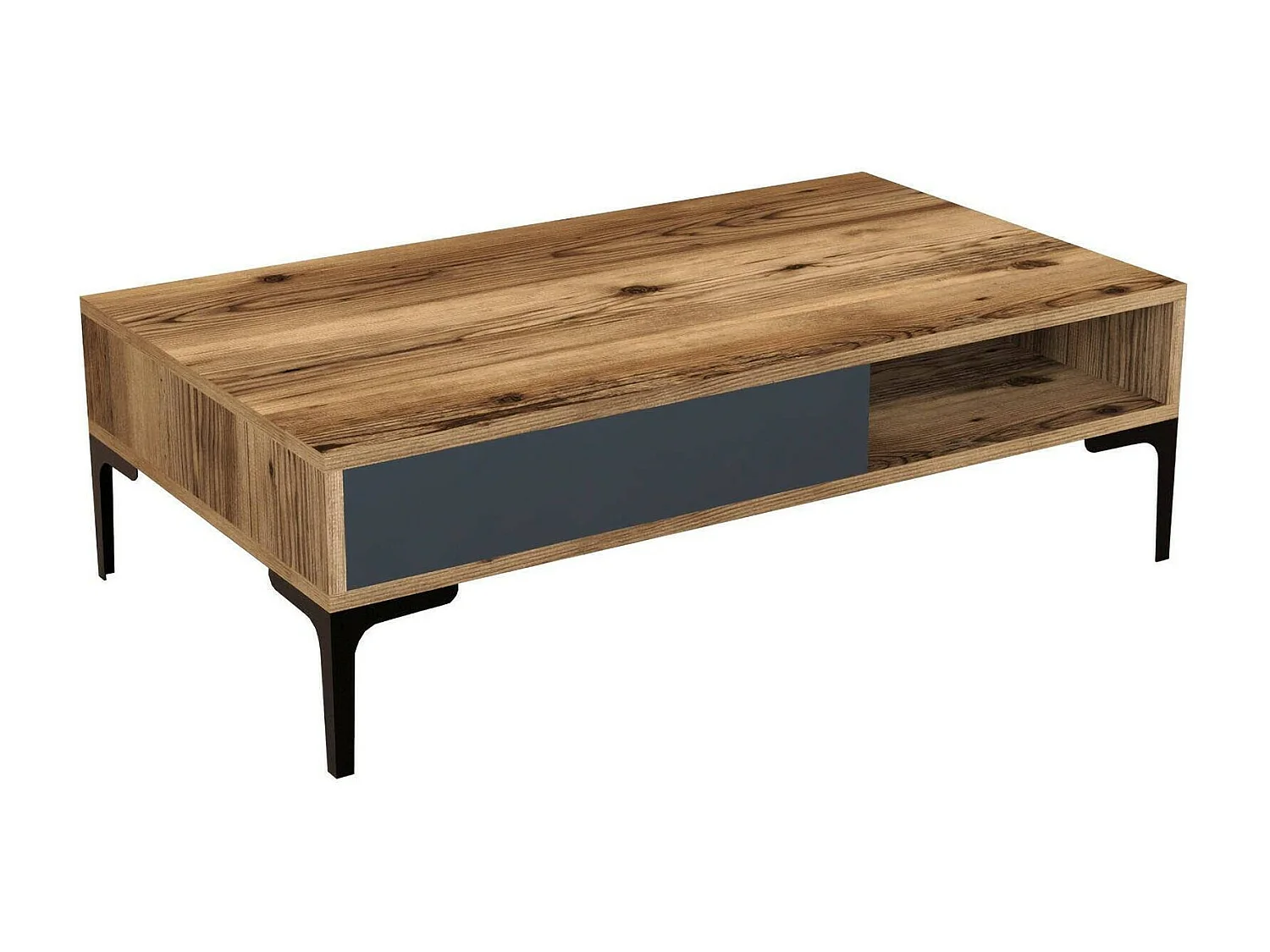 Mesa de sala de estar DjAgiell, Mesa baixa para café, Porta-revistas para sofá, Prateleira para sala de estar, 105x60h33 cm, Nogueira e Antracite