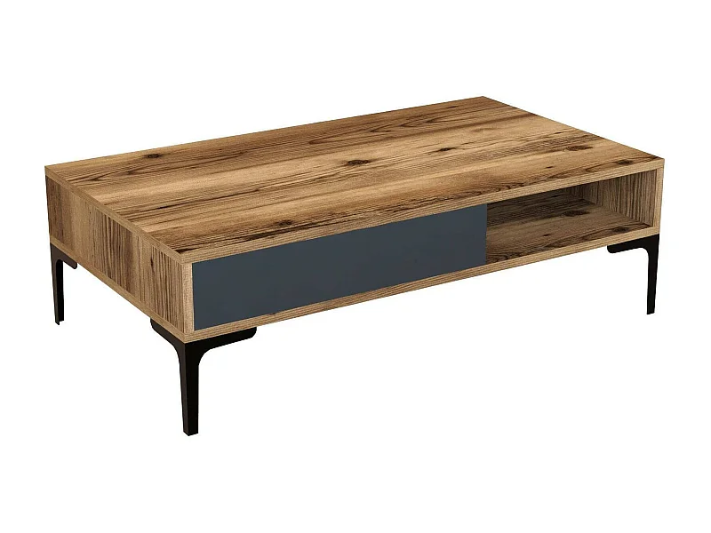 Mesa de sala de estar DjAgiell, Mesa baixa para café, Porta-revistas para sofá, Prateleira para sala de estar, 105x60h33 cm, Nogueira e Antracite
