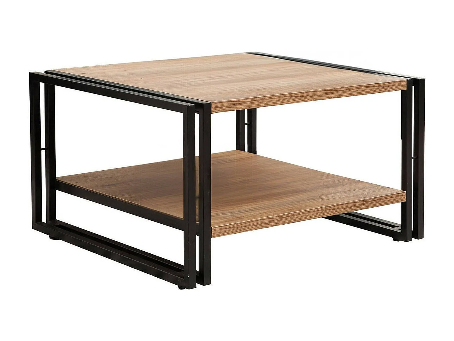 Mesa de café Dpierozz, Mesa de centro baja, Revistero para sofá, Estante de la sala de estar, 70x70h40 cm, Roble y Negro