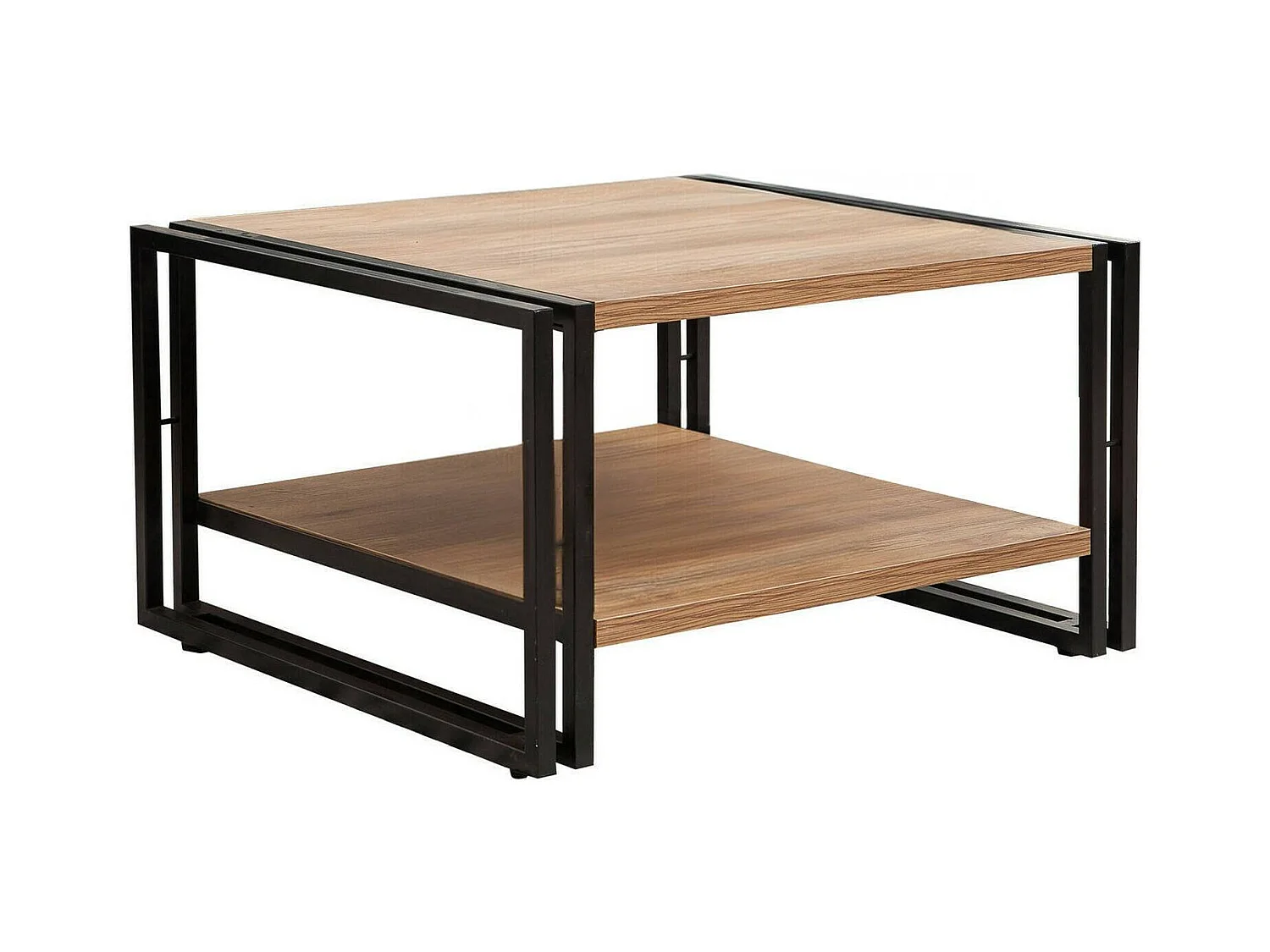 Table basse Sirius, Table basse, Porte-revues pour canapé, Etagère de salon, 70x70h40 cm, Chêne et Noir