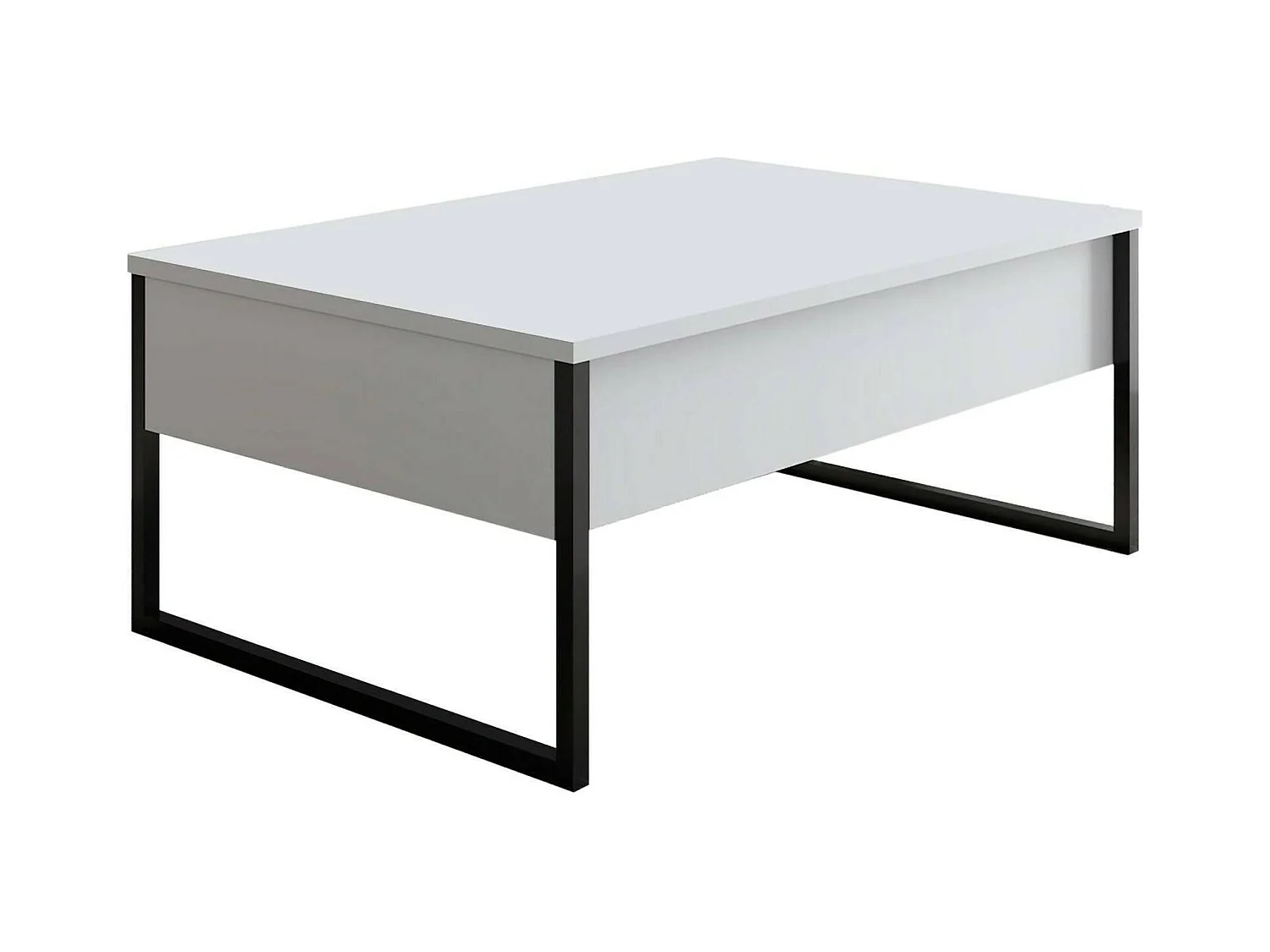 Mesa de café Dgiagnon, Mesa baixa para café, Suporte para sofá, Prateleira para sala de estar, 90x60h40 cm, Preto e branco