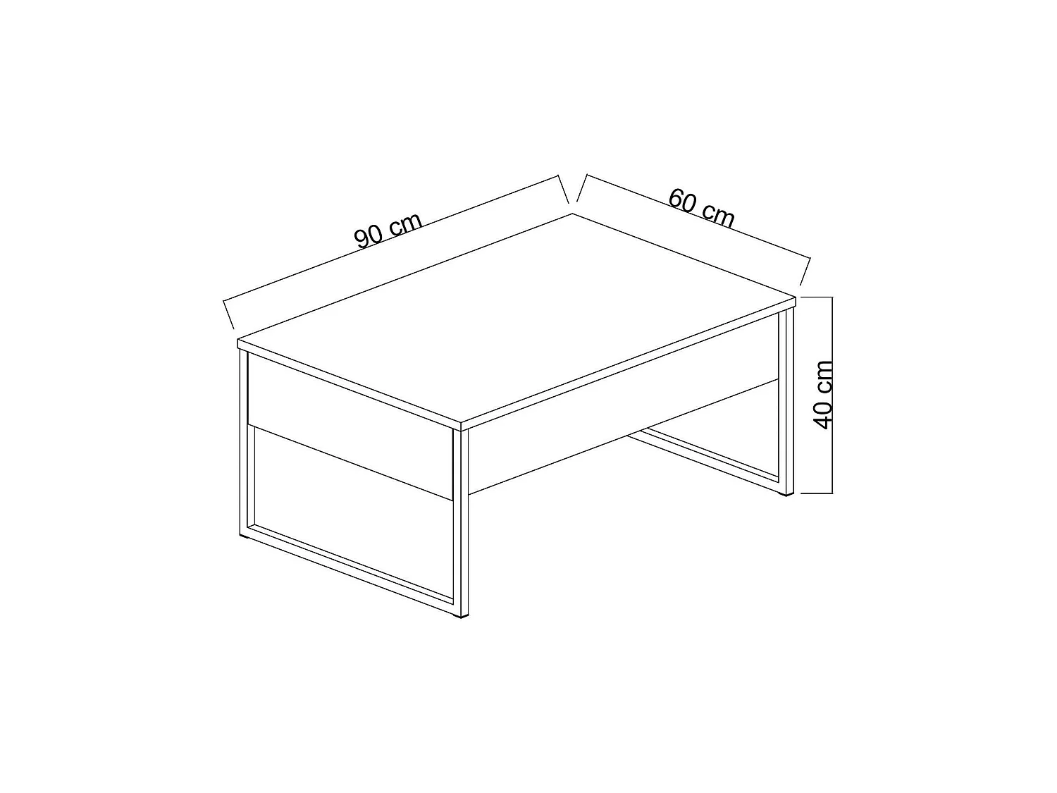 Wohnzimmertisch Dgiagnon, Niedriger Wohnzimmertisch, Kaffeeregal, Couchtisch für Sofa, 90x60h40 cm, WeiÃŸ und Schwarz