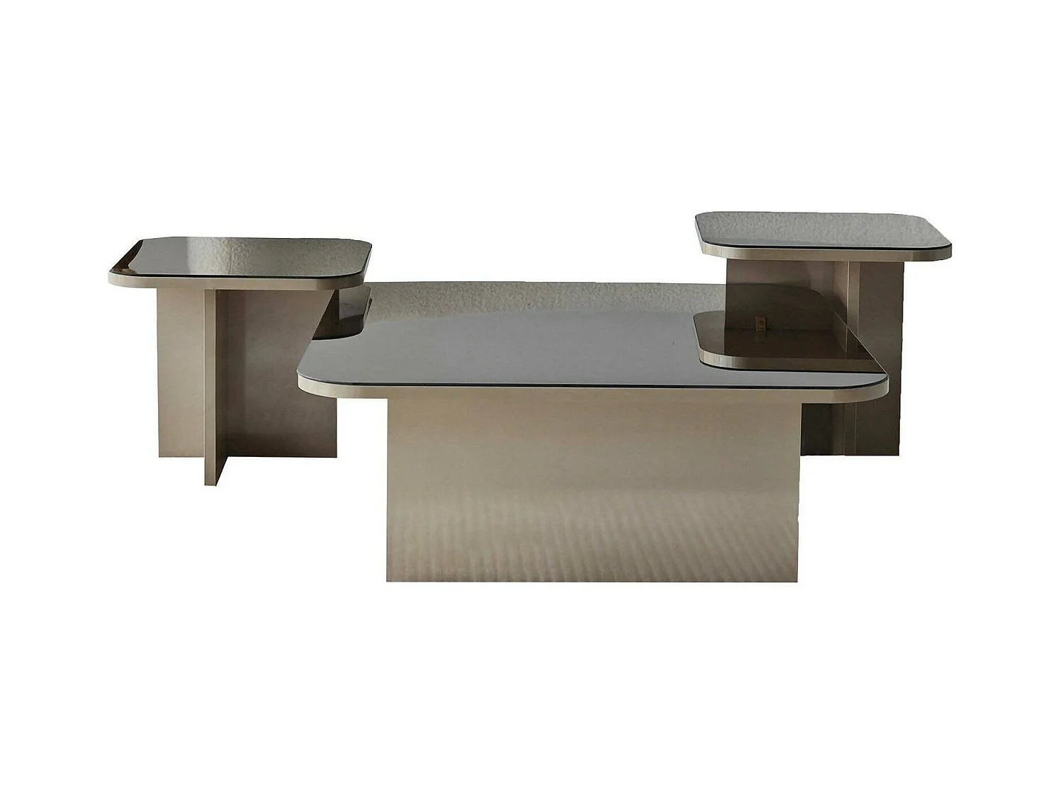 Dpangraz-saaltafel, koffietafel, banktafel, woonkamerplank, 80x80h40 cm, Tortora en Fumè