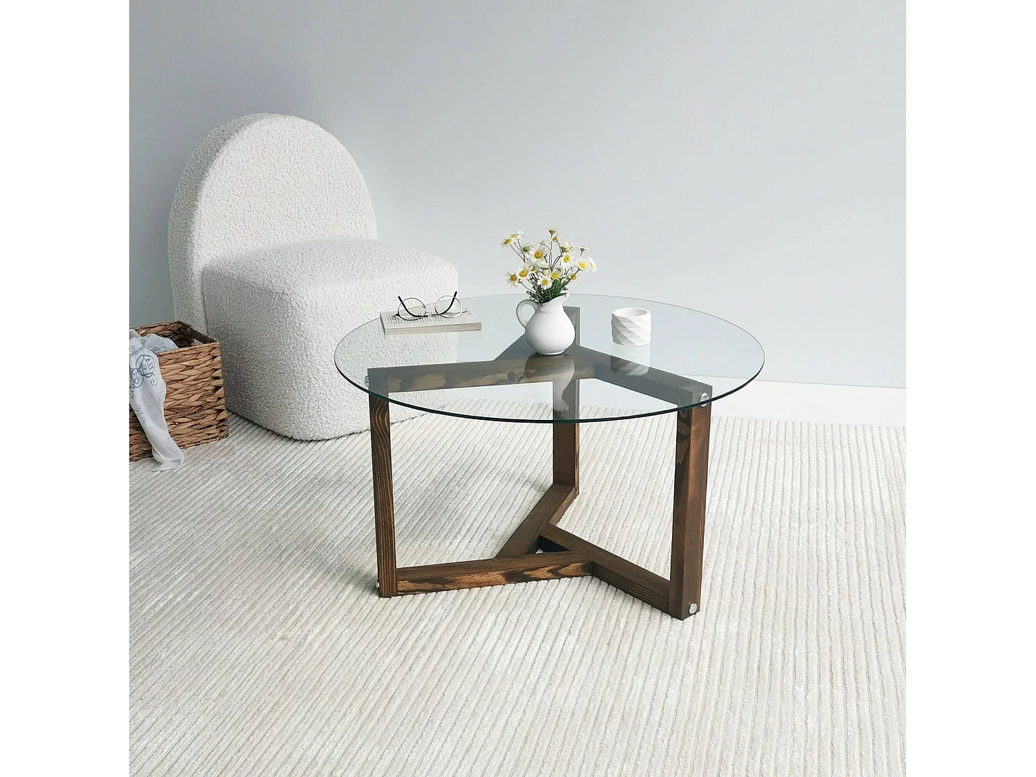 Dperalt-saaltafel, koffietafel, bankhouder, woonkamerplank, 75x75h40 cm, walnoot