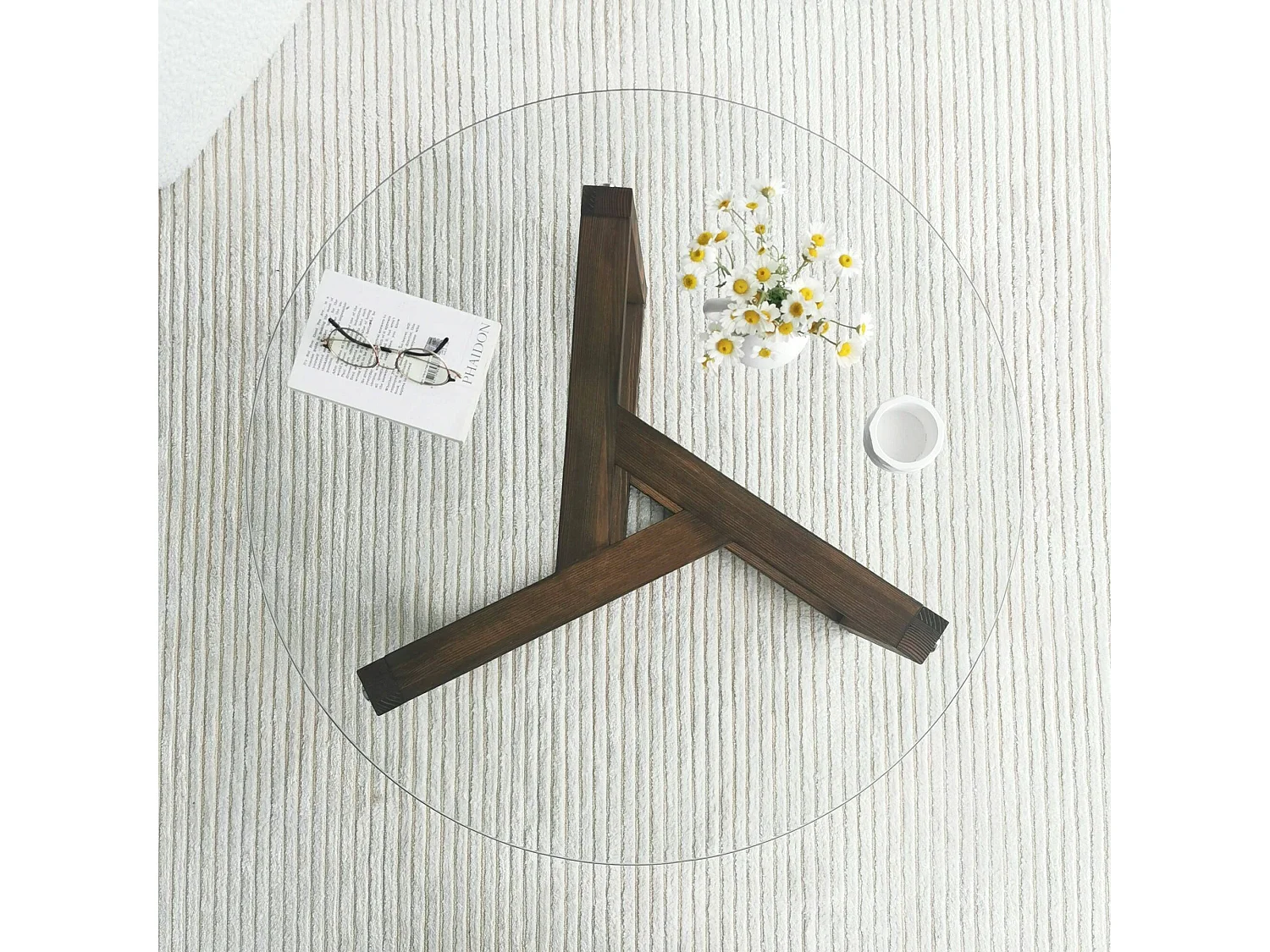 Dmora - Tavolino da salotto Luigia, 75x75h40 cm, Noce