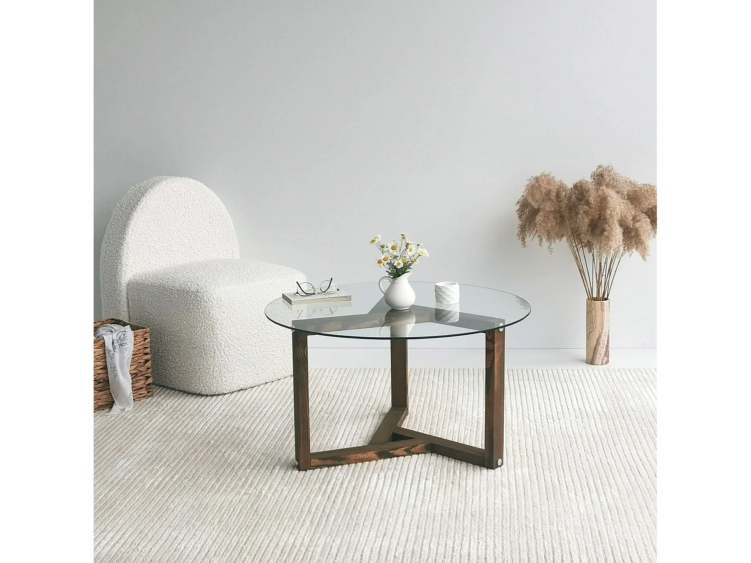 Wohnzimmertisch Dperalt, Niedriger Wohnzimmertisch, Kaffeeregal, Couchtisch für Sofa, 75x75h40 cm, Nussbaum