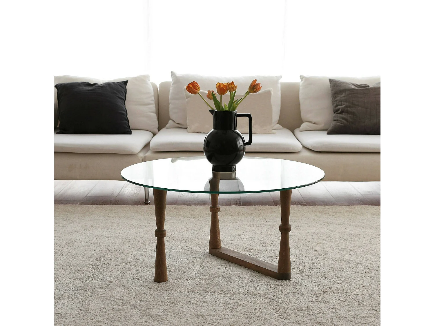 Een bijstaankDpobeg woonkamer, Koffietafel, Slaaptafel voor bank, Aanrecht voor woonkamer, 80x80h41 cm, Walnoot