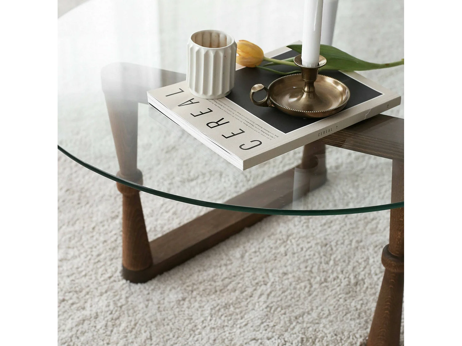 Table basse Vegastra, Table basse, Porte-revues pour canapé, Etagère de salon, 80x80h41 cm, Noyer