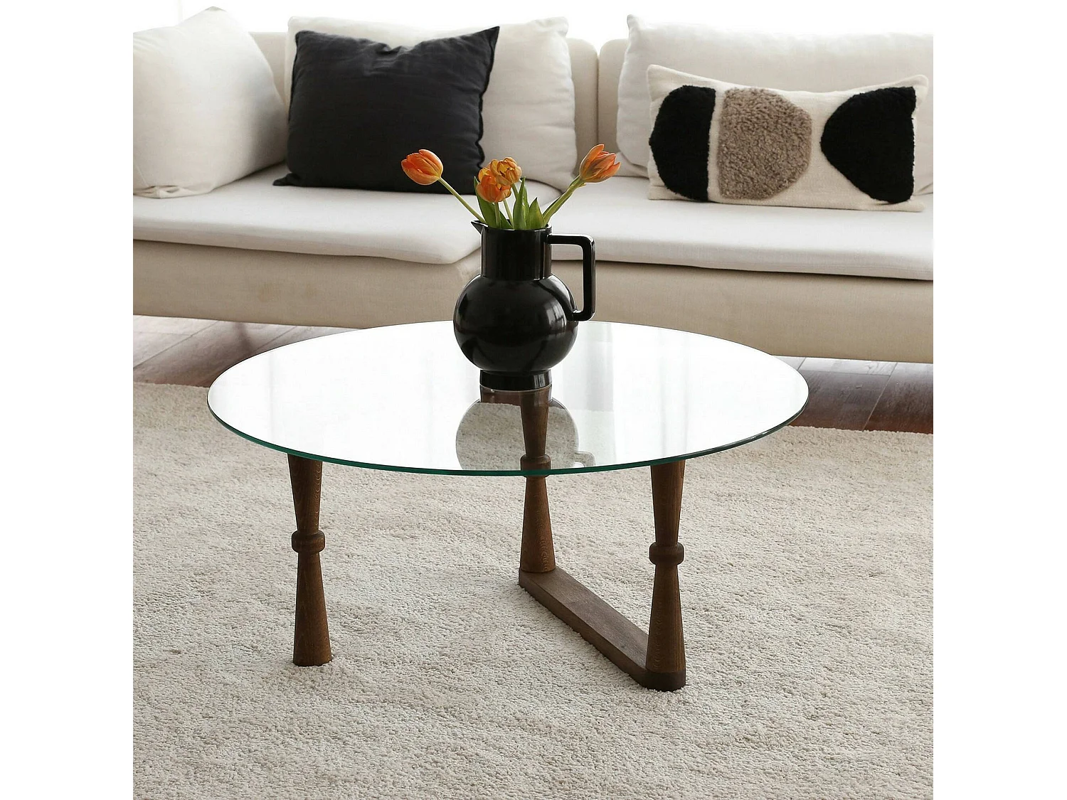 Mesa de café Dpobeg, Mesa de centro baja, Revistero para sofá, Estante de la sala de estar, 80x80h41 cm, Nuez