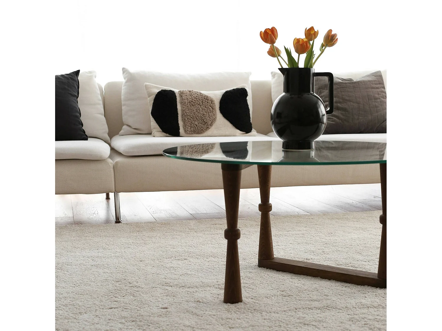 Mesa de café Dpobeg, Mesa de centro baja, Revistero para sofá, Estante de la sala de estar, 80x80h41 cm, Nuez