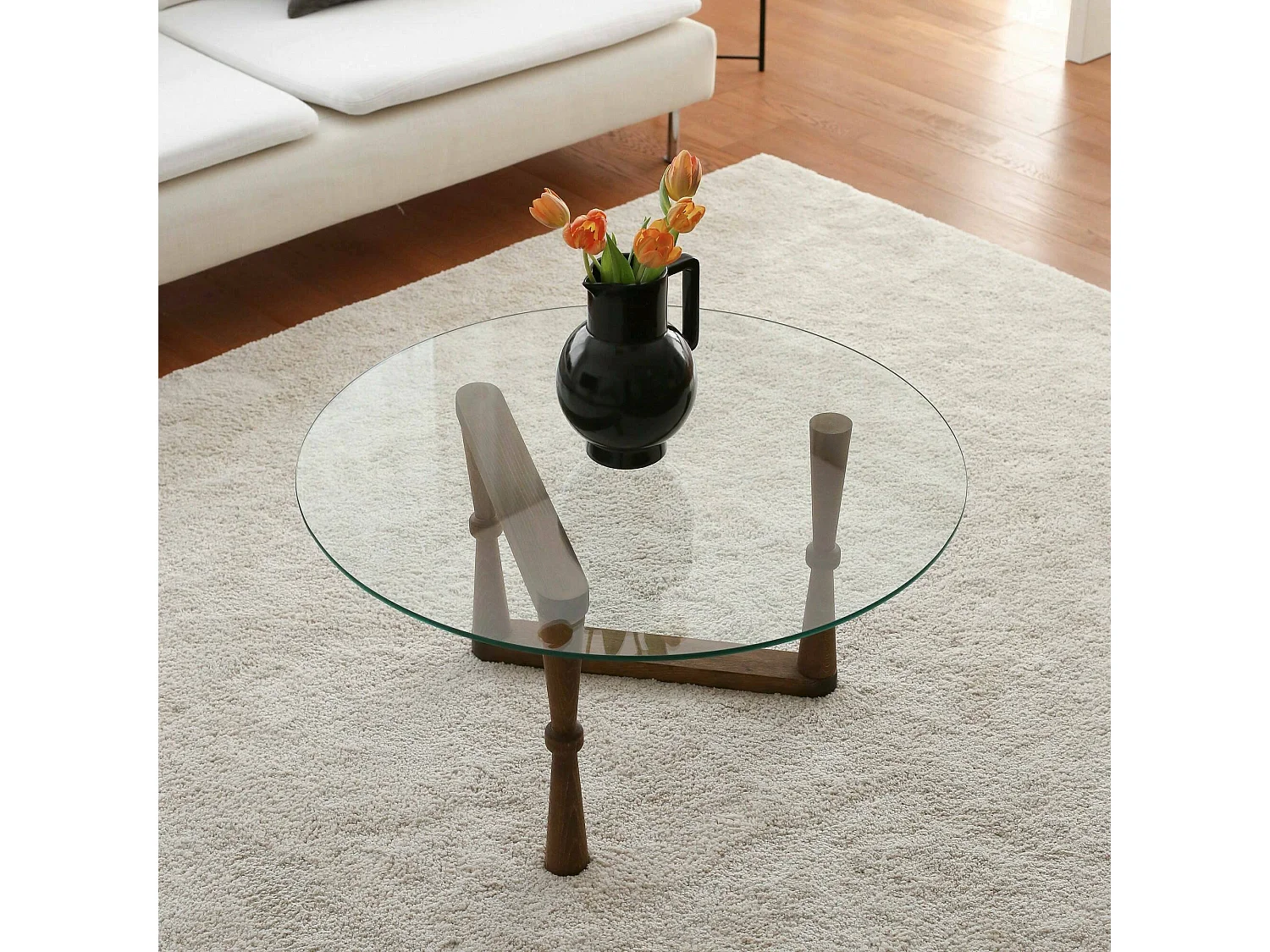 Mesa de caféSala de estar Dpobeg, Mesa baixa para café, Porta-revistas para sofá, Prateleira para sala de estar, 80x80h41 cm, Noz