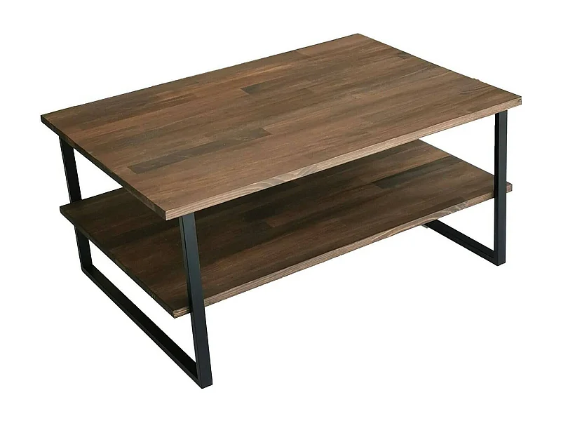Table basse Errai, Table basse, Porte-revues pour canapé, Etagère de salon, 85x60h40 cm, Noyer