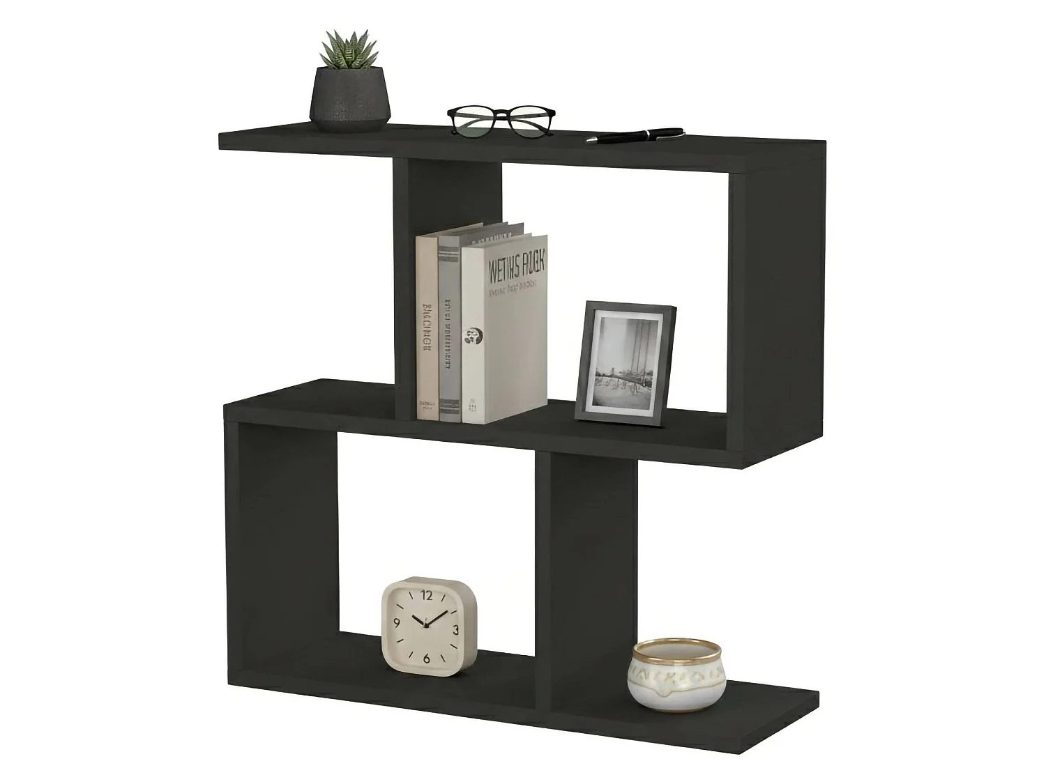 Table basse Polyh, Table basse, Porte-revues pour canapé, Etagère de salon, 60x20h60 cm, Anthracite