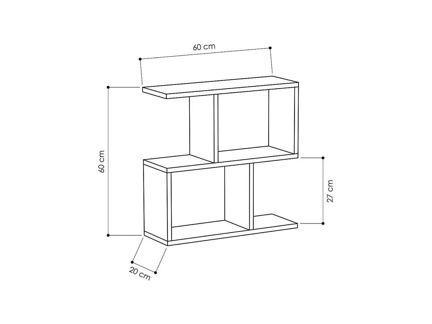 Table basse Polyh, Table basse, Porte-revues pour canapé, Etagère de salon, 60x20h60 cm, Anthracite