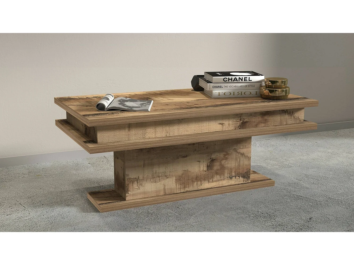 Mesa de centro DCampores, Mesa de estar, Armário de armazenamento baixo, Mesa de café, 100x55h42 cm, Bordo