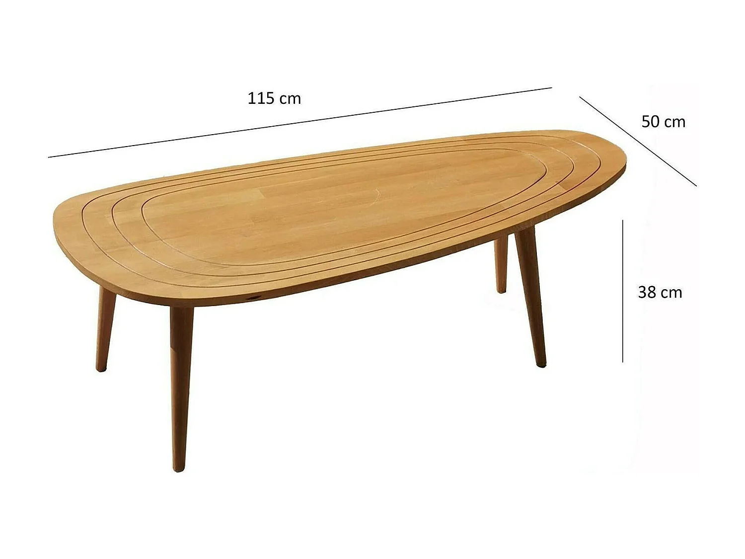 Wohnzimmertisch Dgalluzz, Niedriger Wohnzimmertisch, Kaffeeregal, Couchtisch für Sofa, 115x50h38 cm, Eiche