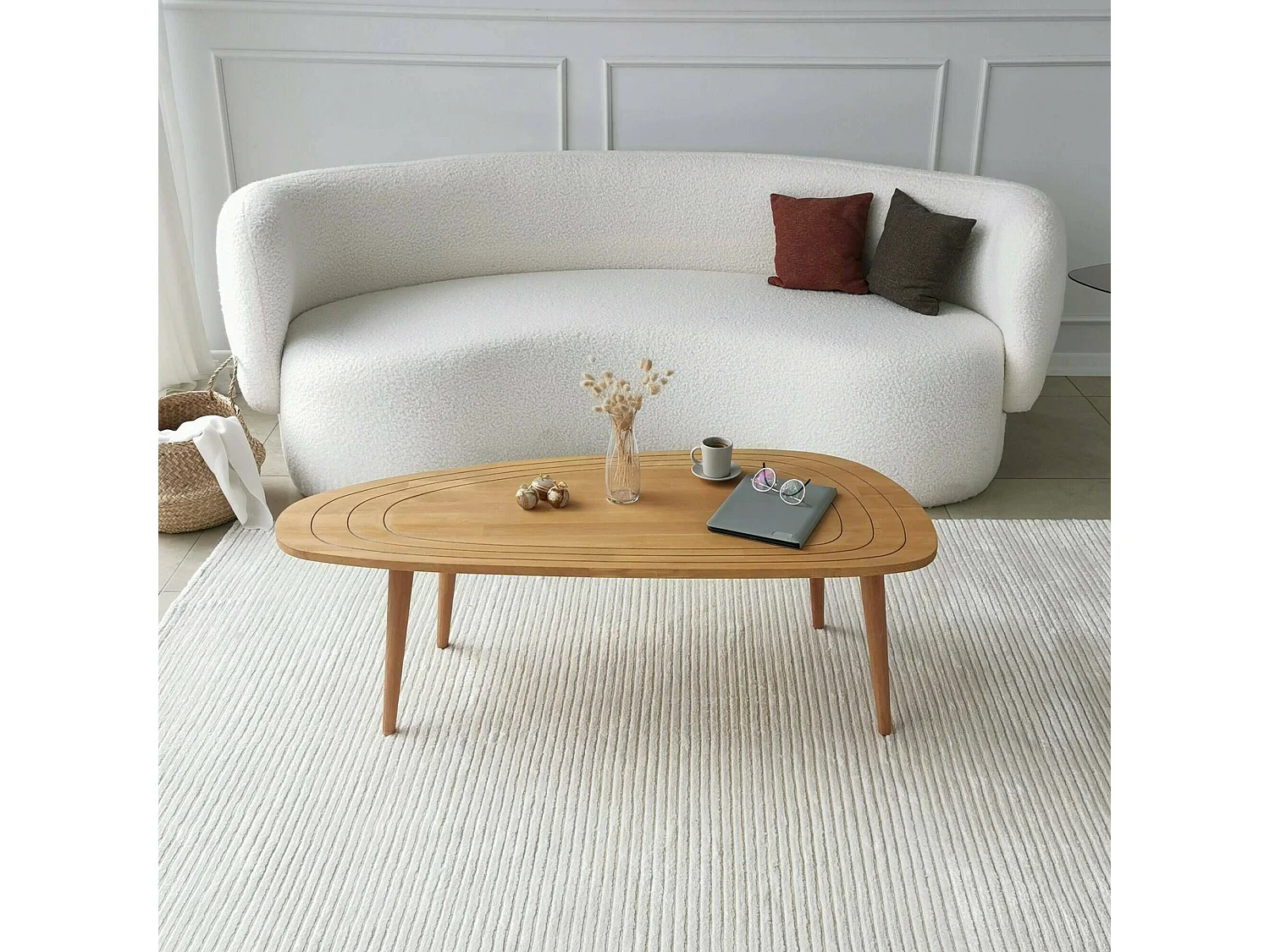 Dmora - Tavolino da salotto Eugenia, 115x50h38 cm, Rovere