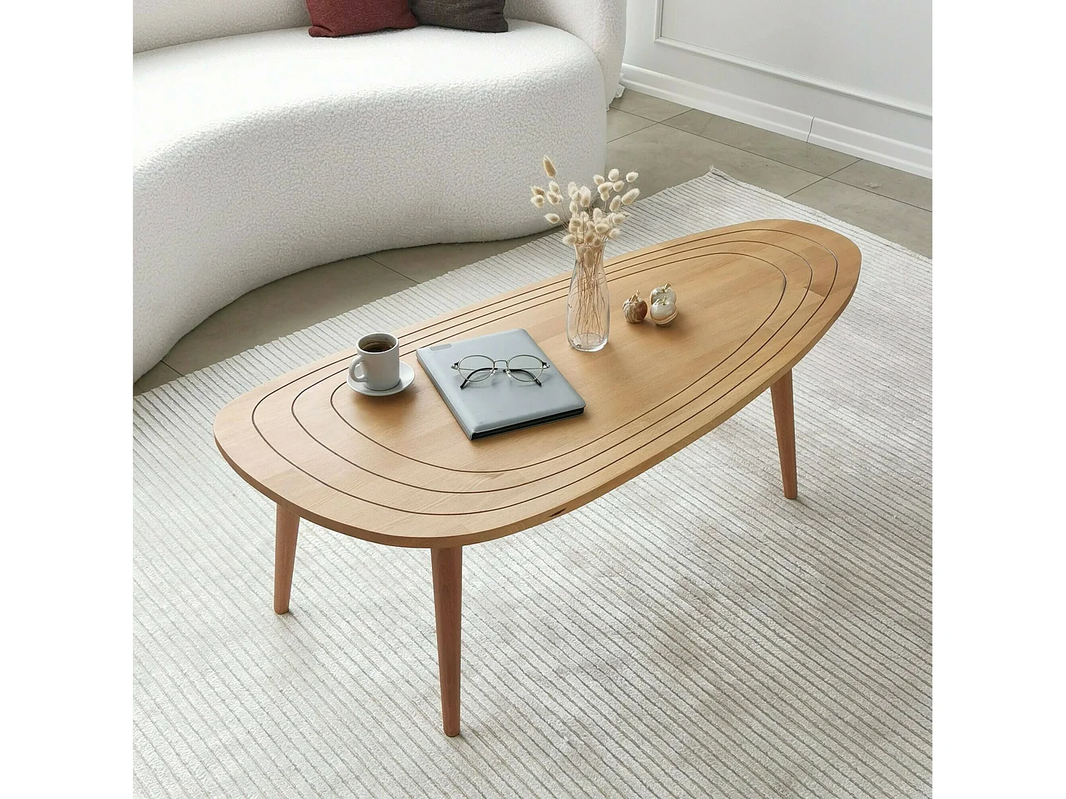 Dmora - Tavolino da salotto Eugenia, 115x50h38 cm, Rovere