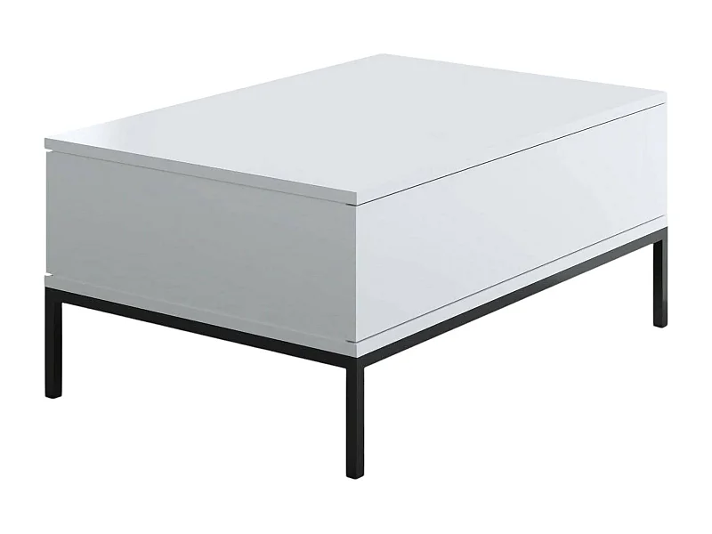 Mesa de café Dfiamozz, Mesa de centro baja, Revistero para sofá, Estante de la sala de estar, 90x60h40 cm, Blanco y Negro