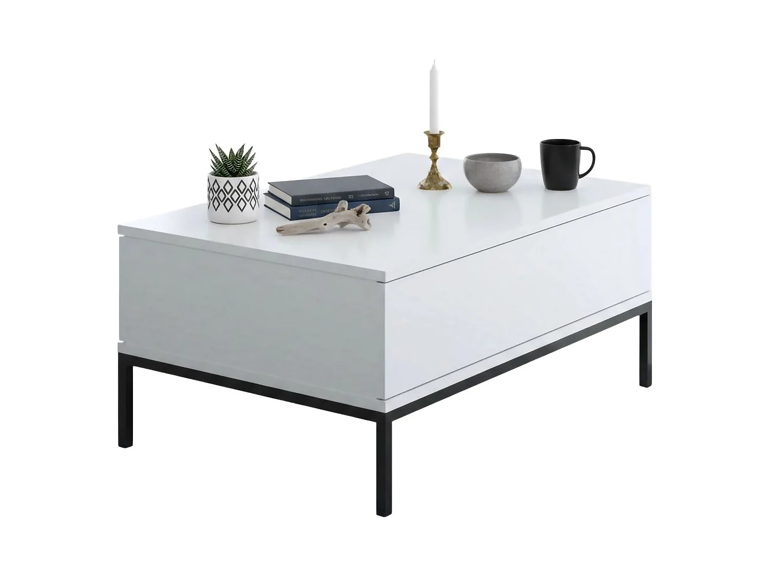 Dfiamozz-safronttafel, Koffietafel, Softaanrechthouder, Afdek voor de woonkamer, 90x60h40 cm, Zwart-wit