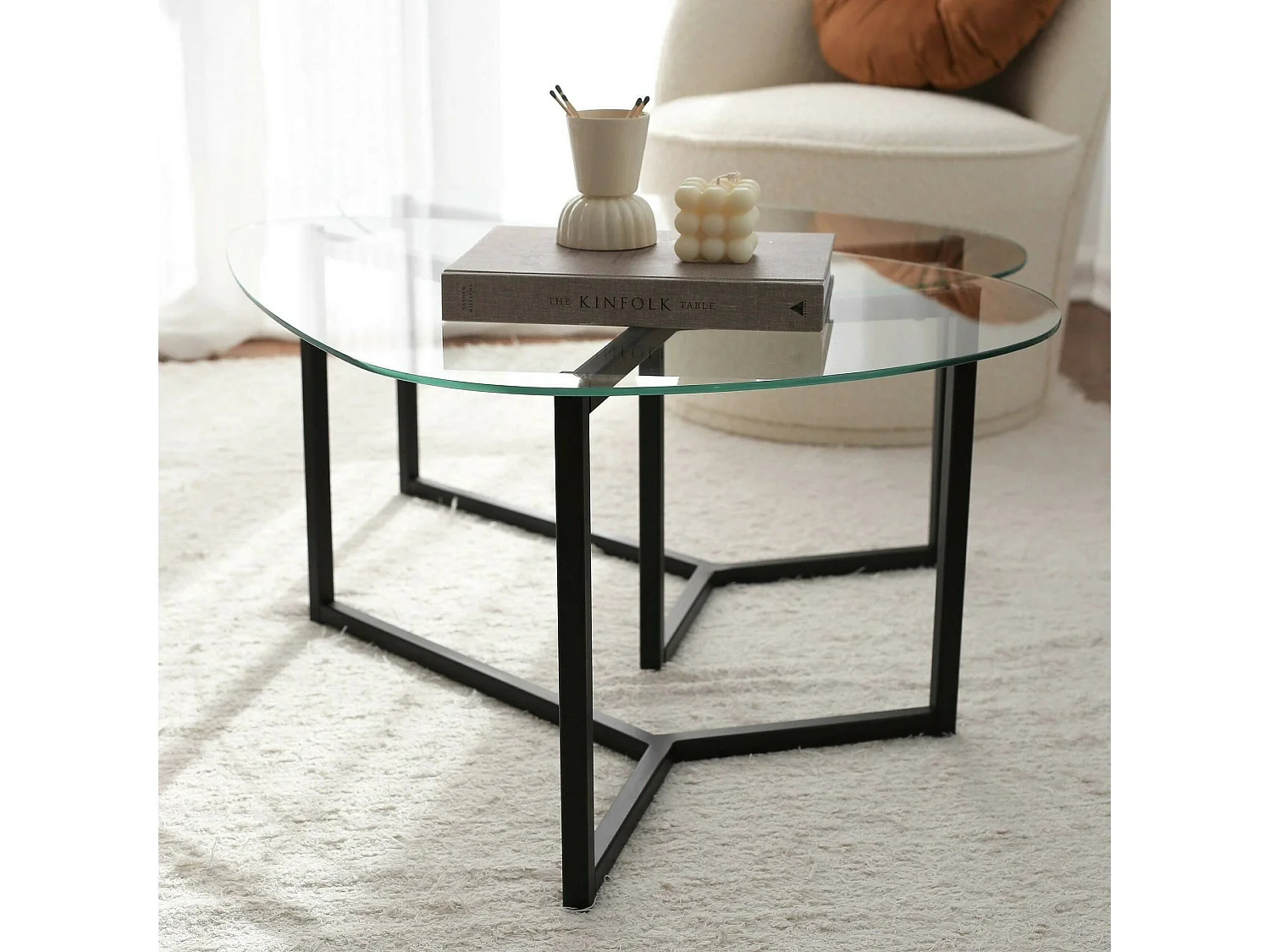 Dmotoles-saaltafel, Koffietafel, Soeptafel, Stoeplank voor de woonkamer, 82x58h40 cm, Zwart