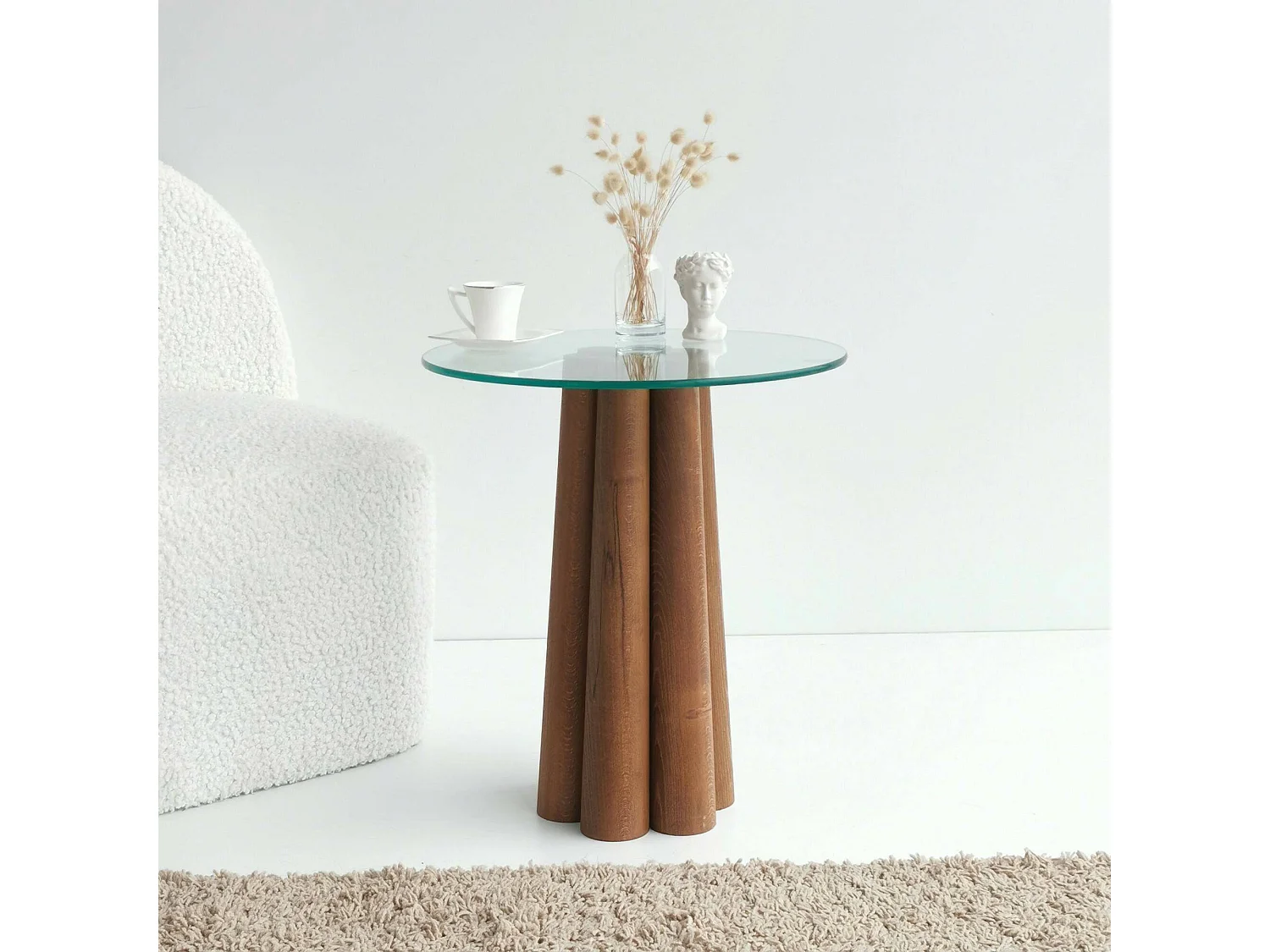 Wohnzimmertisch Dperr, Niedriger Wohnzimmertisch, Kaffeeregal, Couchtisch für Sofa, 45x50h50 cm, Nussbaum