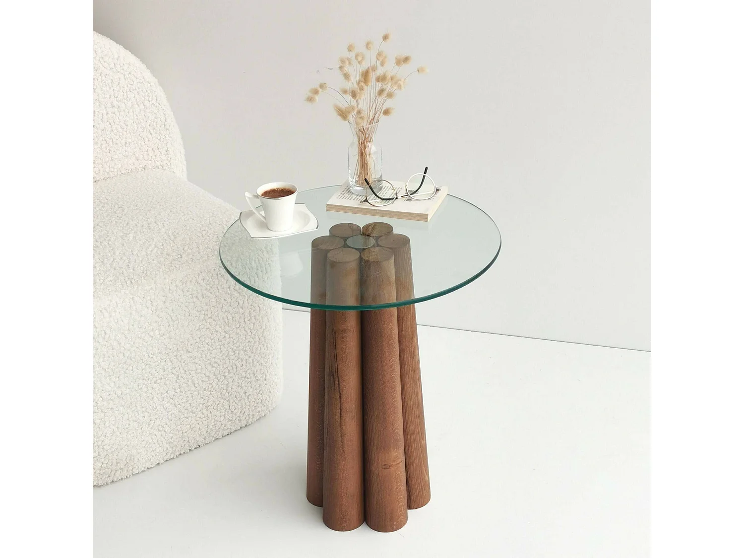 Table Basse Brasilia, Forme Ronde, 50x45x50h cm, Noyer Marron