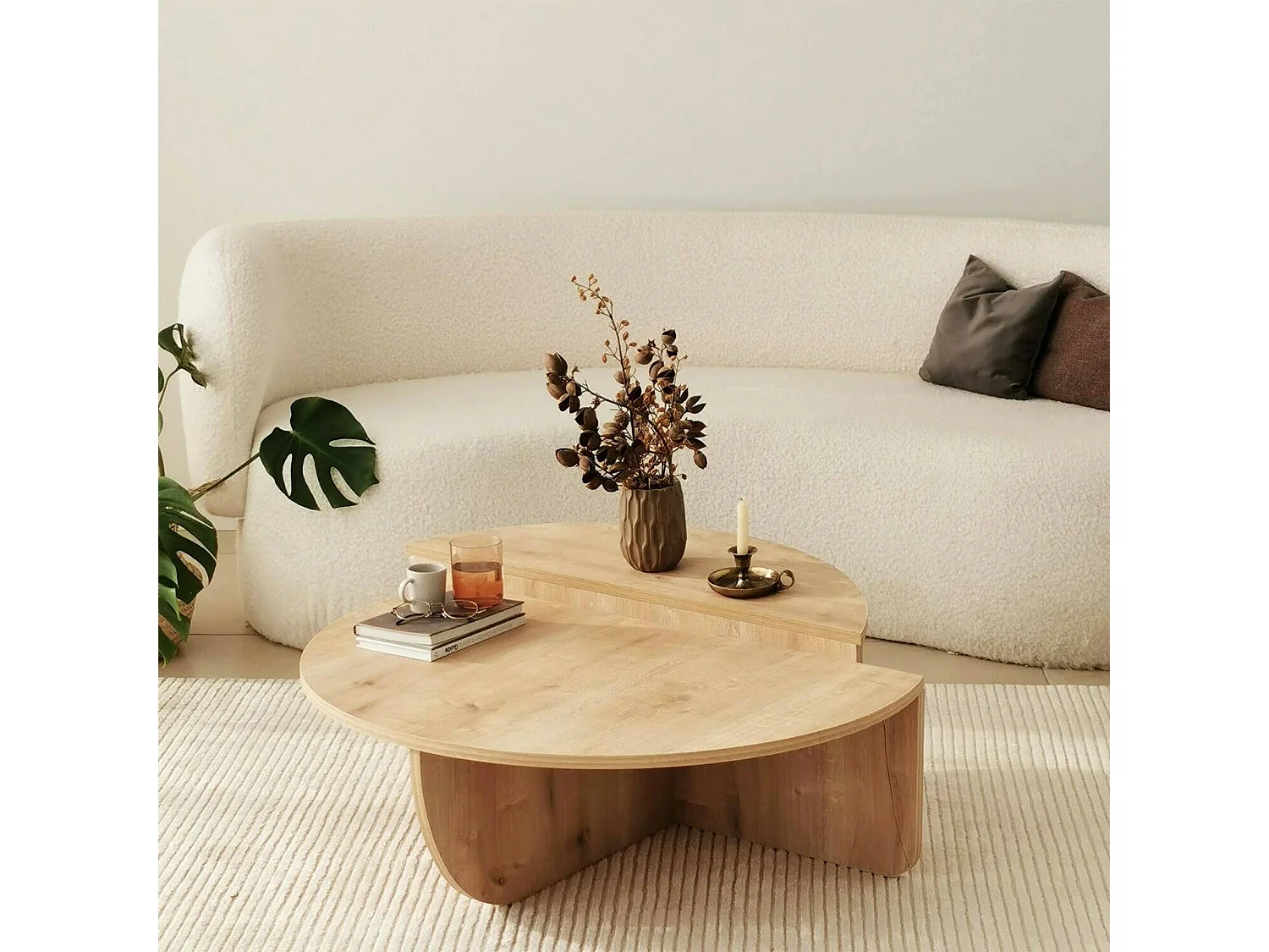 Dgiarett-safeeltafel, Koffietafel, Softaptafelhouder, Sleunplank, 90x90h35 cm, Eiken