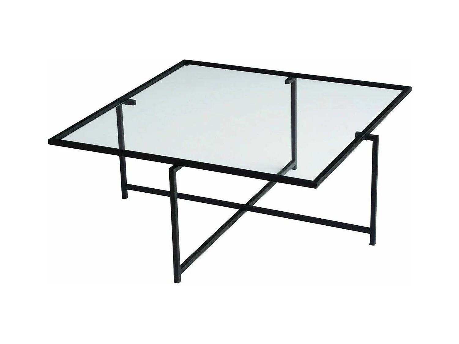 Table basse Dabih, Table basse, Porte-revues pour canapé, Etagère de salon, 85x85h35 cm, Noir