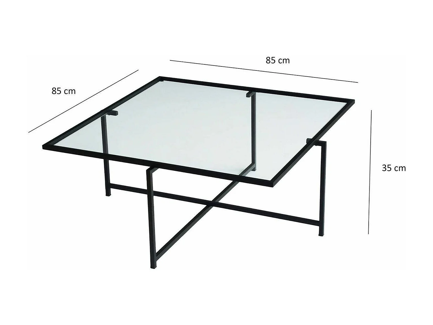 Dhjulman-saaltafel, Koffietafeltafel, Sofa-voor-kaalhouder, Sleeplank, 85x85h35 cm, Zwart